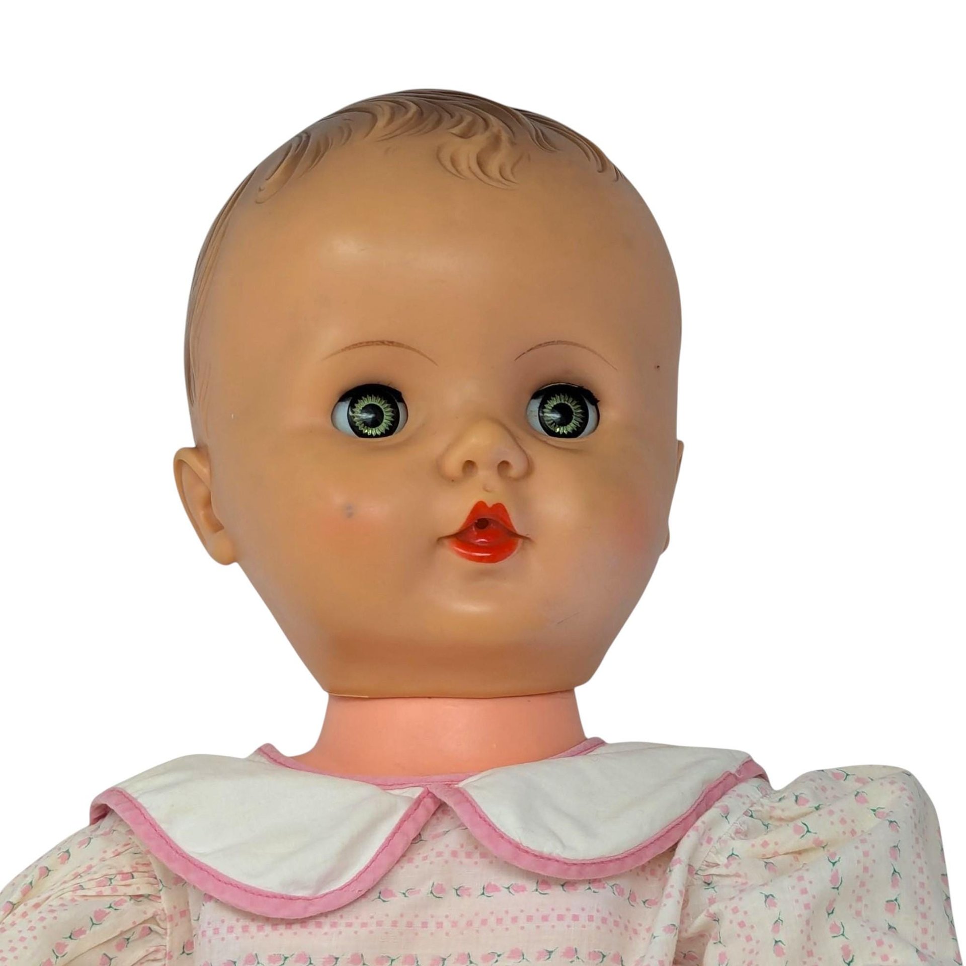 Vintage 1950s Large Plastic Baby Doll: 23-Inch Doll with Open Close Eyes