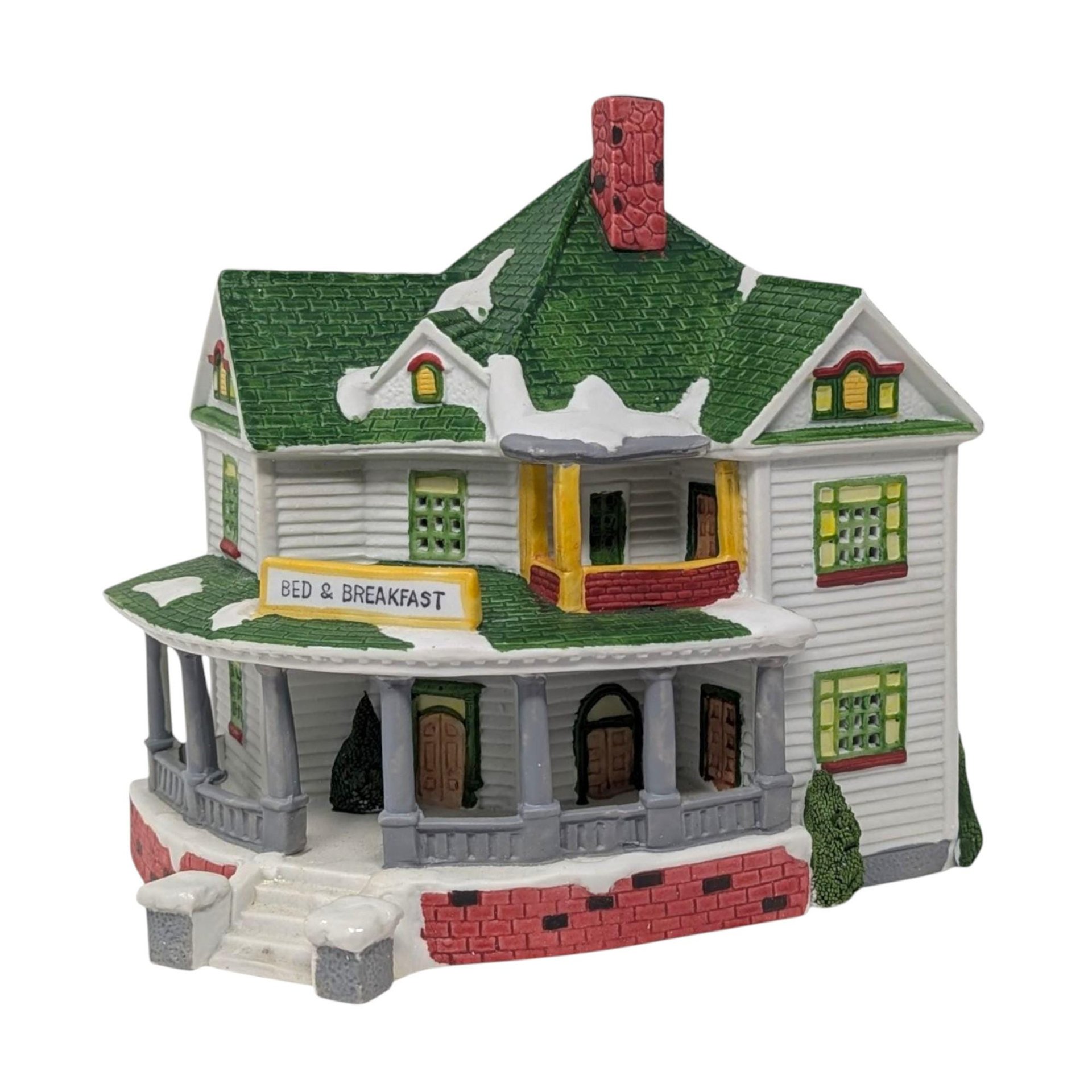 Vintage 1993 Lemax Bed & Breakfast: Dickensvale Porcelain Lighted House