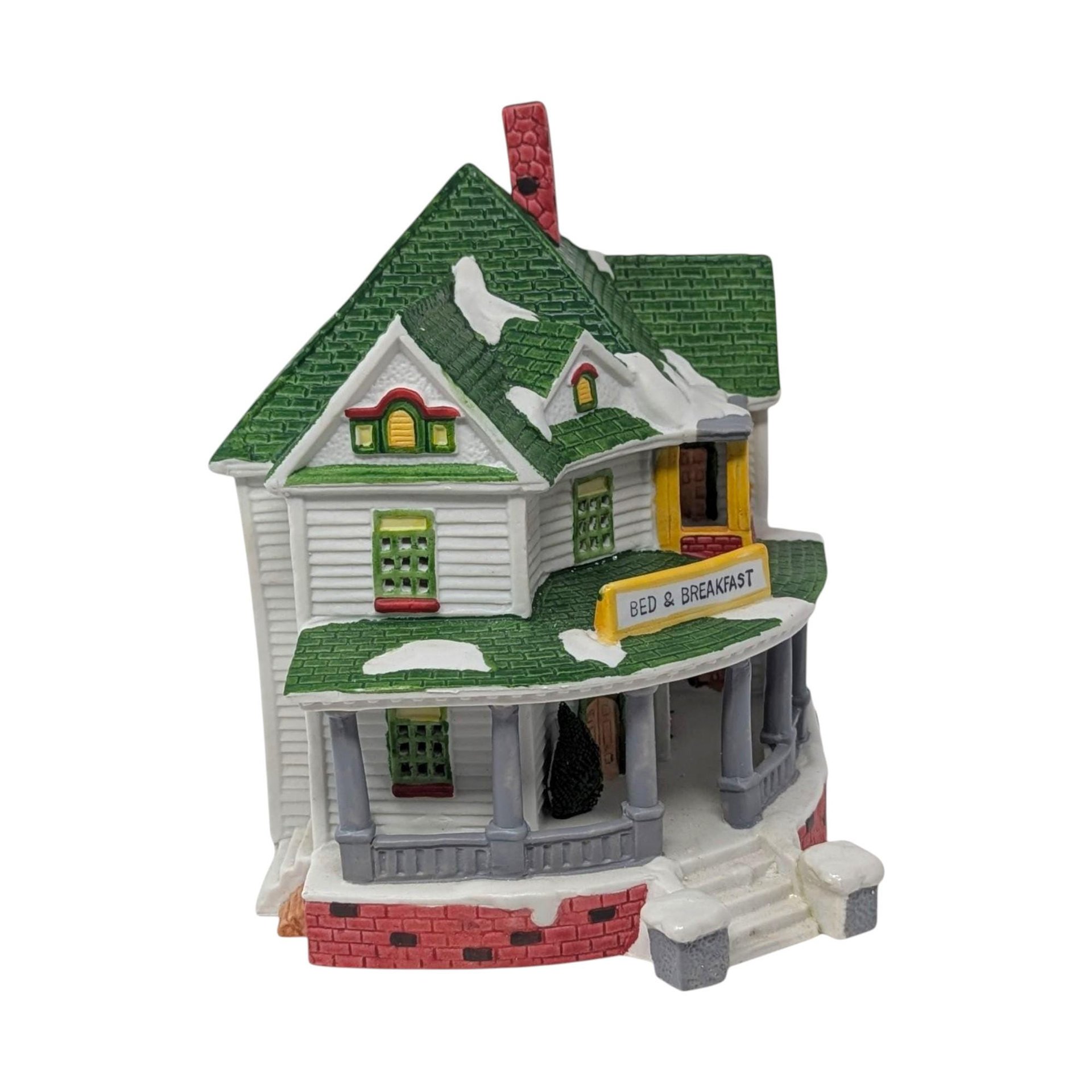 Vintage 1993 Lemax Bed & Breakfast: Dickensvale Porcelain Lighted House