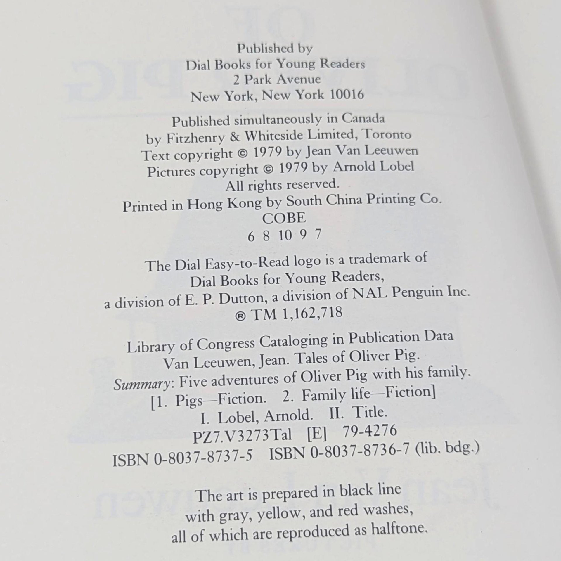 Vintage 1979 Tales of Oliver Pig: Jean Van Leeuwen & Arnold Lobel Children's Book