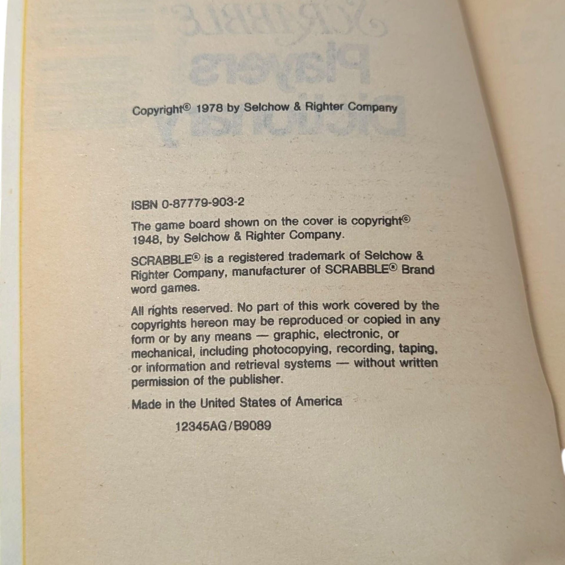 Vintage 1978 Scrabble Players Dictionary: First Edition Game Reference Book