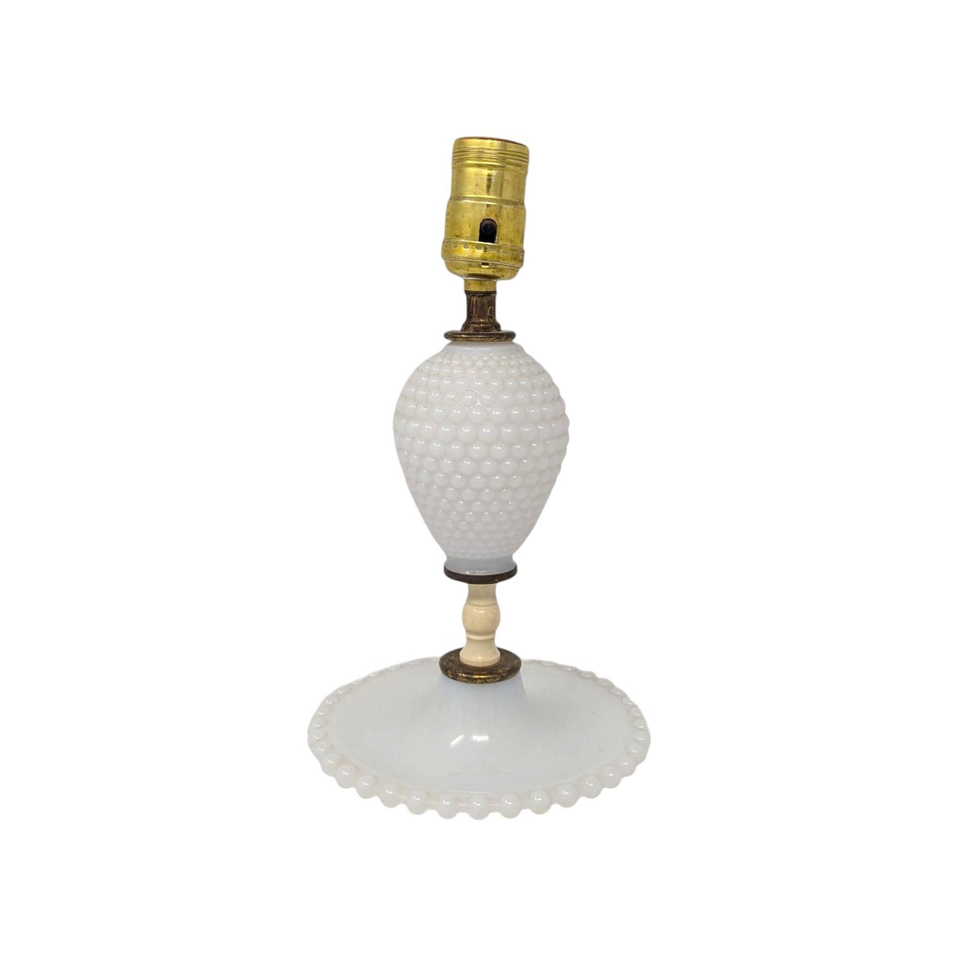 Vintage Milk Glass Hobnail Lamp: Mid Century Boudoir Light White Accent Lighting