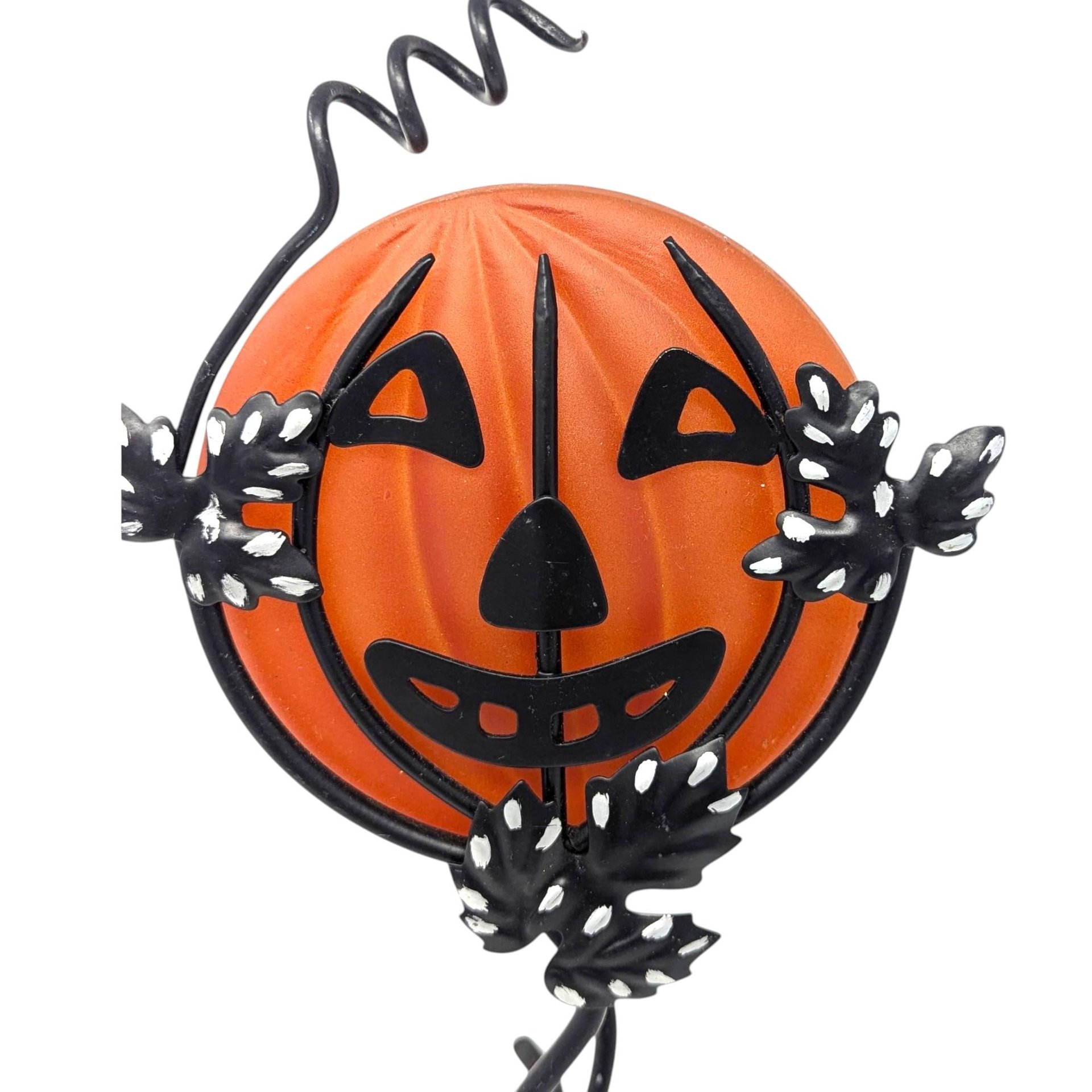 Vintage Dept 56 Jack-O'-Lantern Votive Holder: Glass Pumpkin Metal Stand