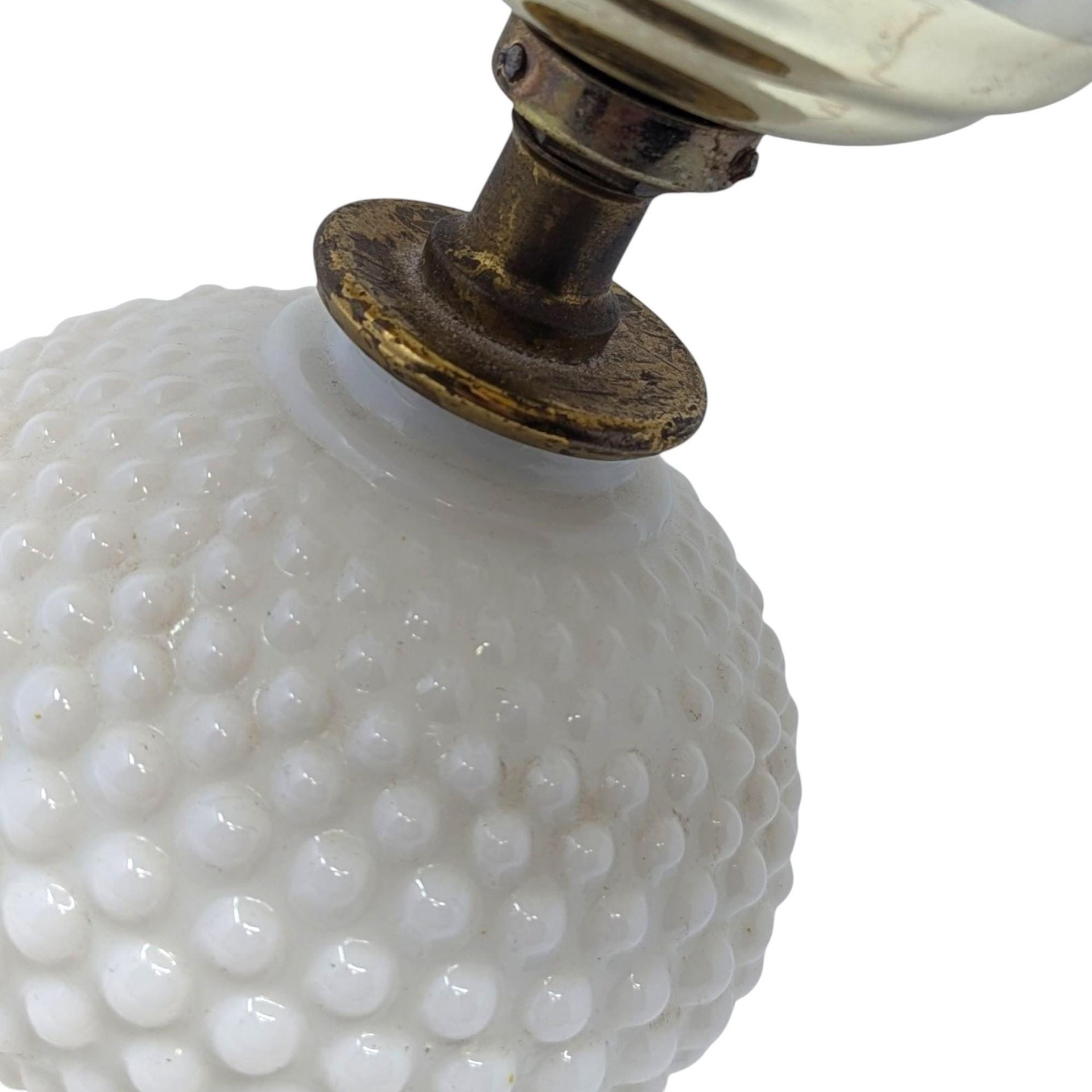 Vintage Milk Glass Hurricane Lamp: Hobnail Electric Table Light with Shade