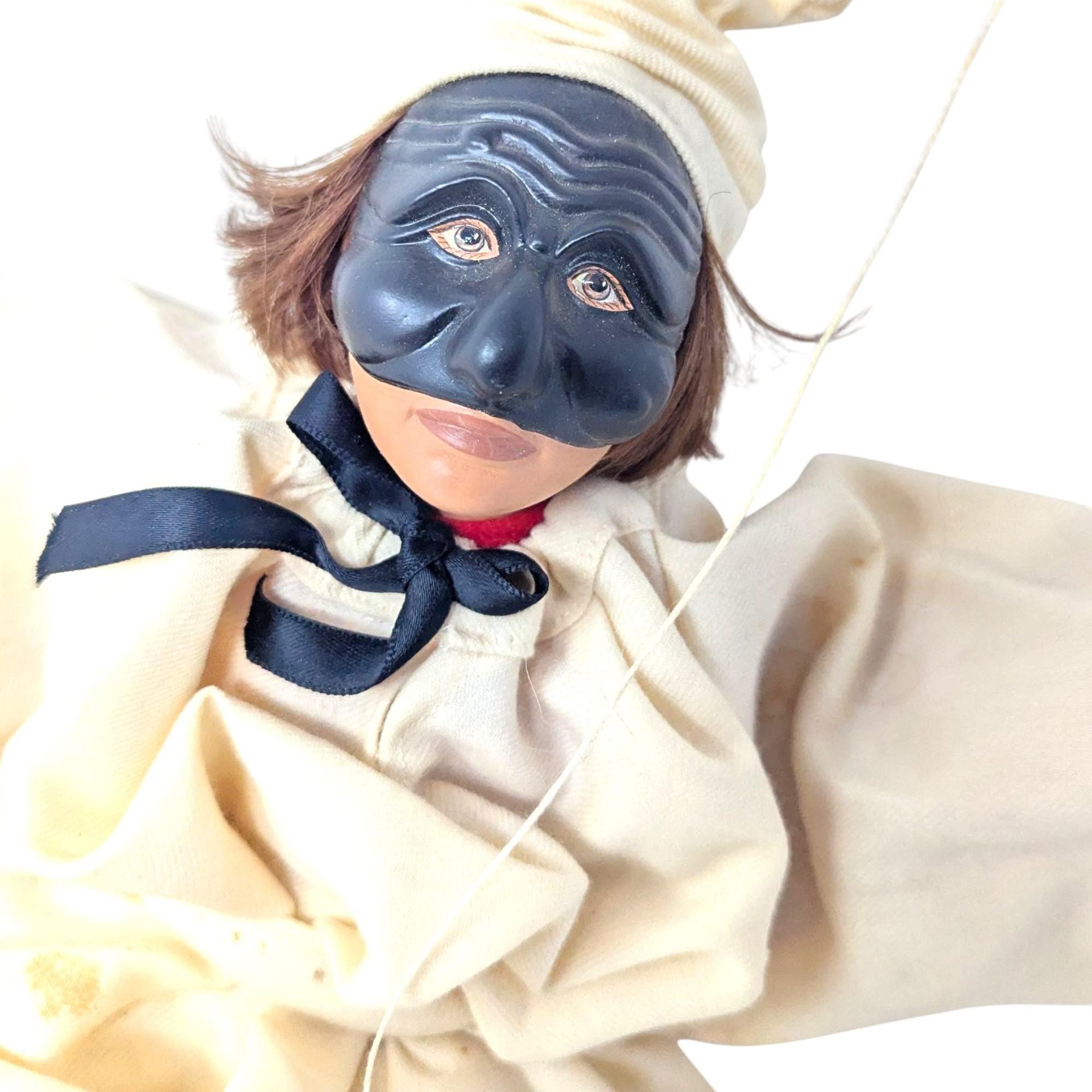 Vintage Pulcinella Marionette: Italian Commedia dell'arte String Puppet