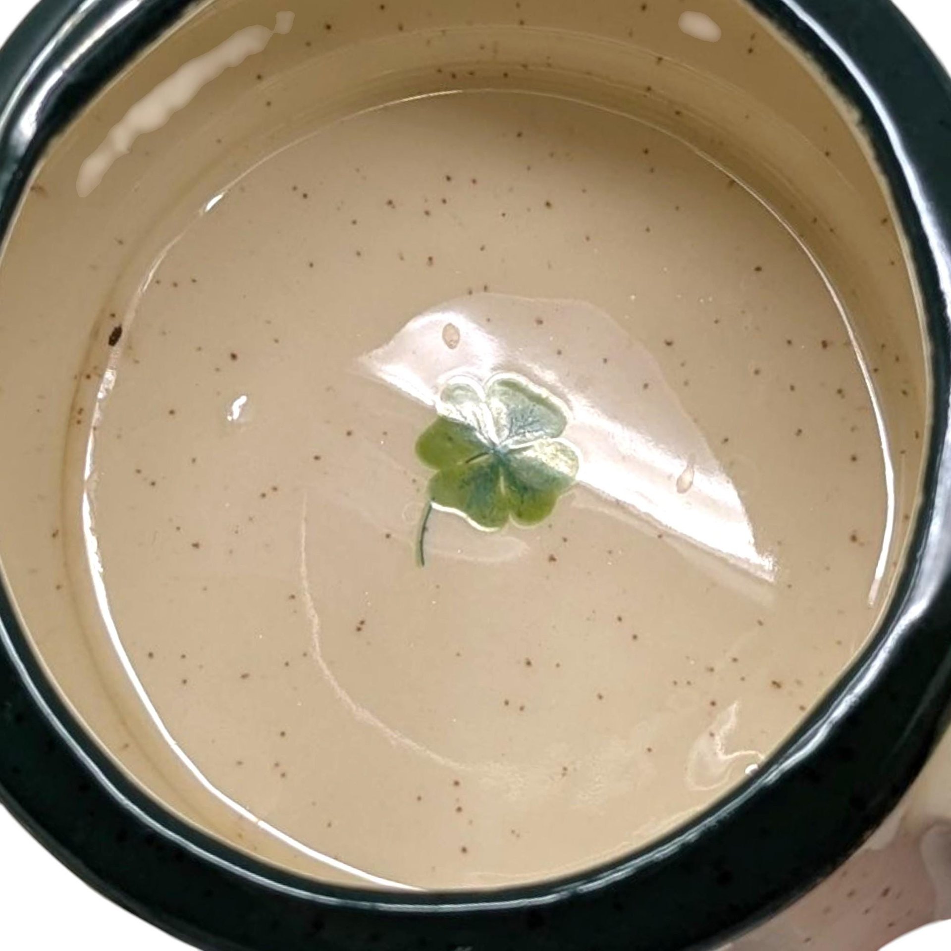 Vintage Irish Shamrock Tea Set: Pottery Teapot, Creamer, and Sugar