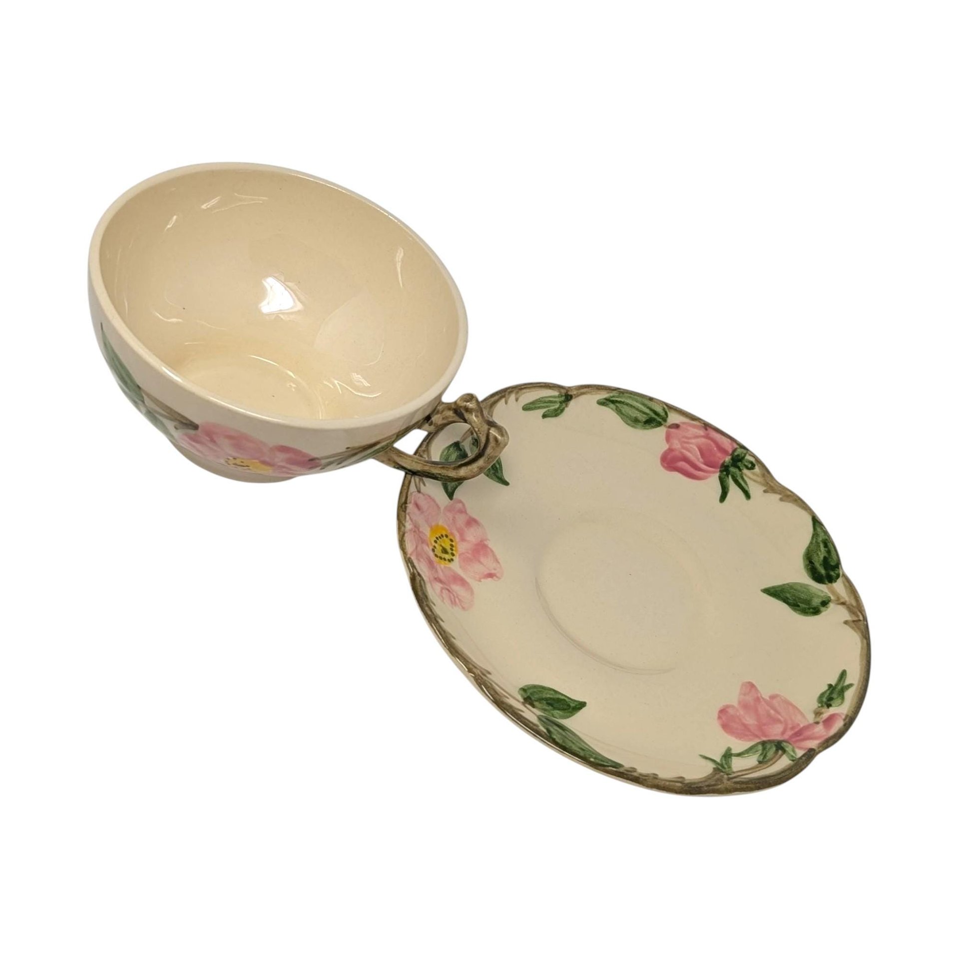 Vintage Franciscan Desert Rose Cup: Hand Painted USA Pottery Saucer Set