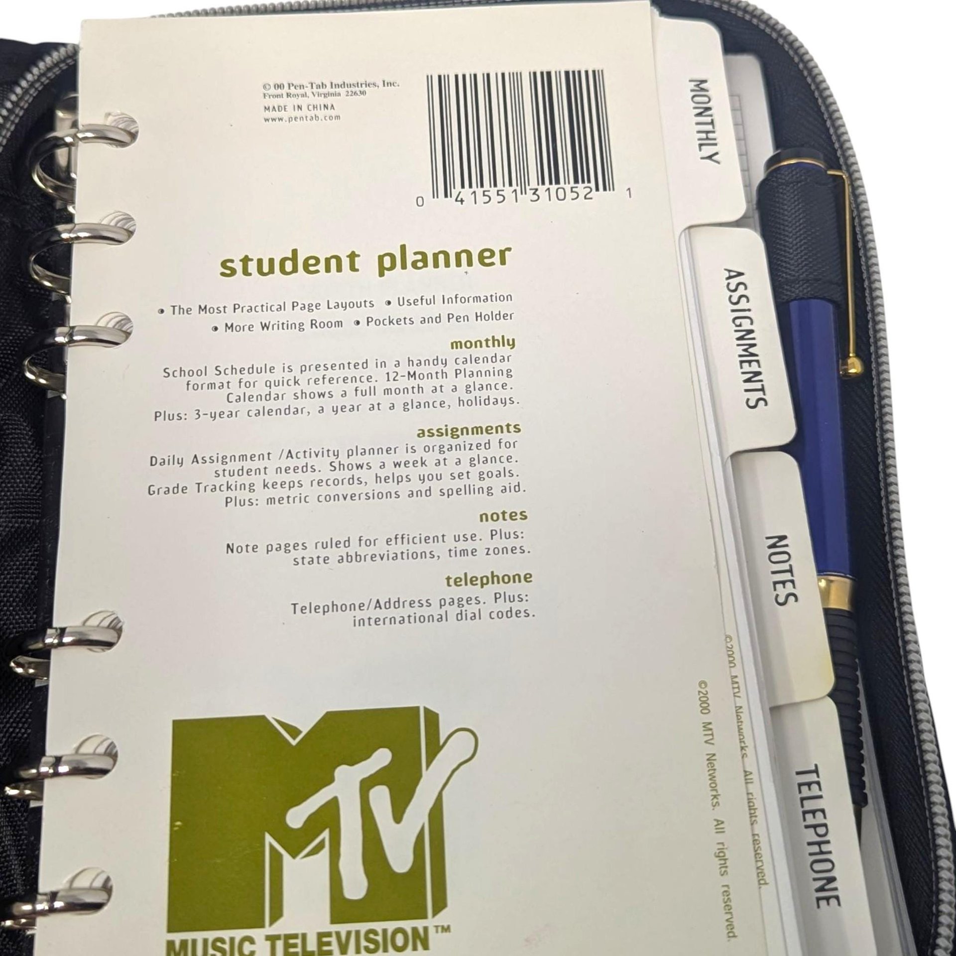 Vintage 2000 MTV Planner: Unused Y2K Organizer in Zippered Case