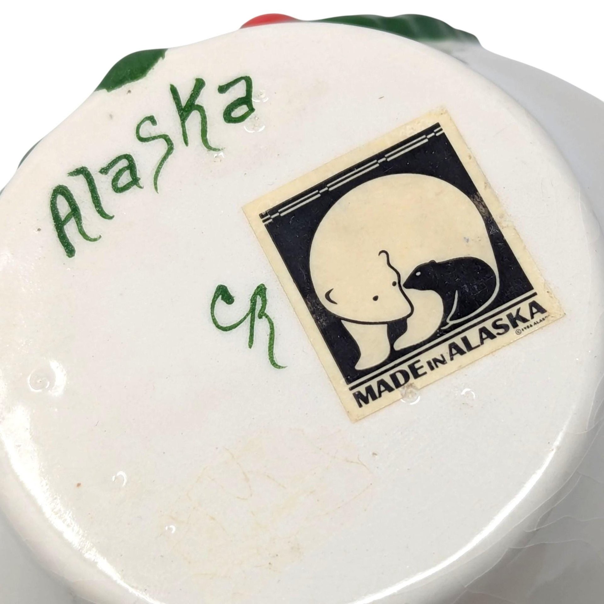 Vintage Alaskan Rose Planter: Ceramic Pot with Red Rose Relief