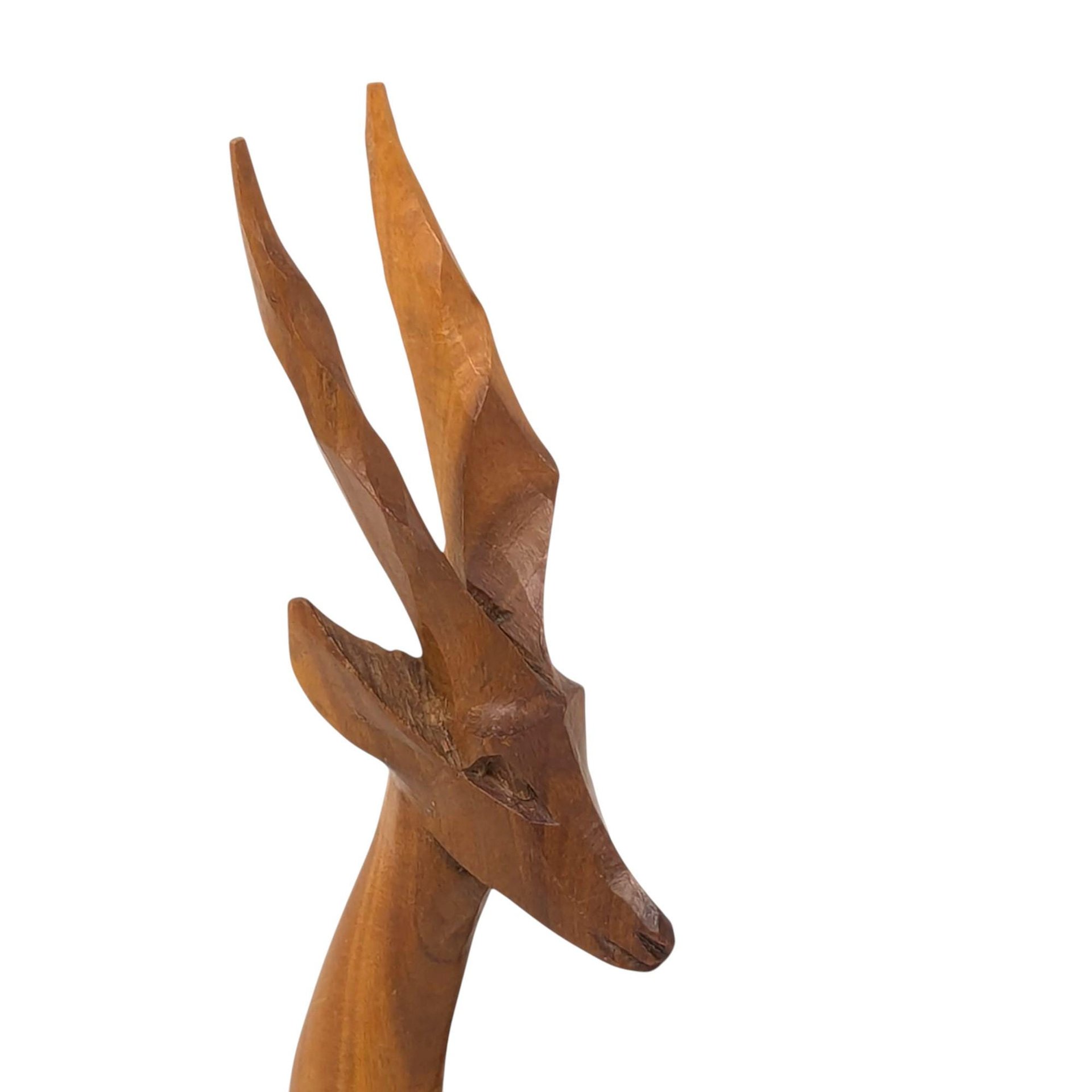 Carved Wood Gazelle Statue: Vintage Antelope Figure