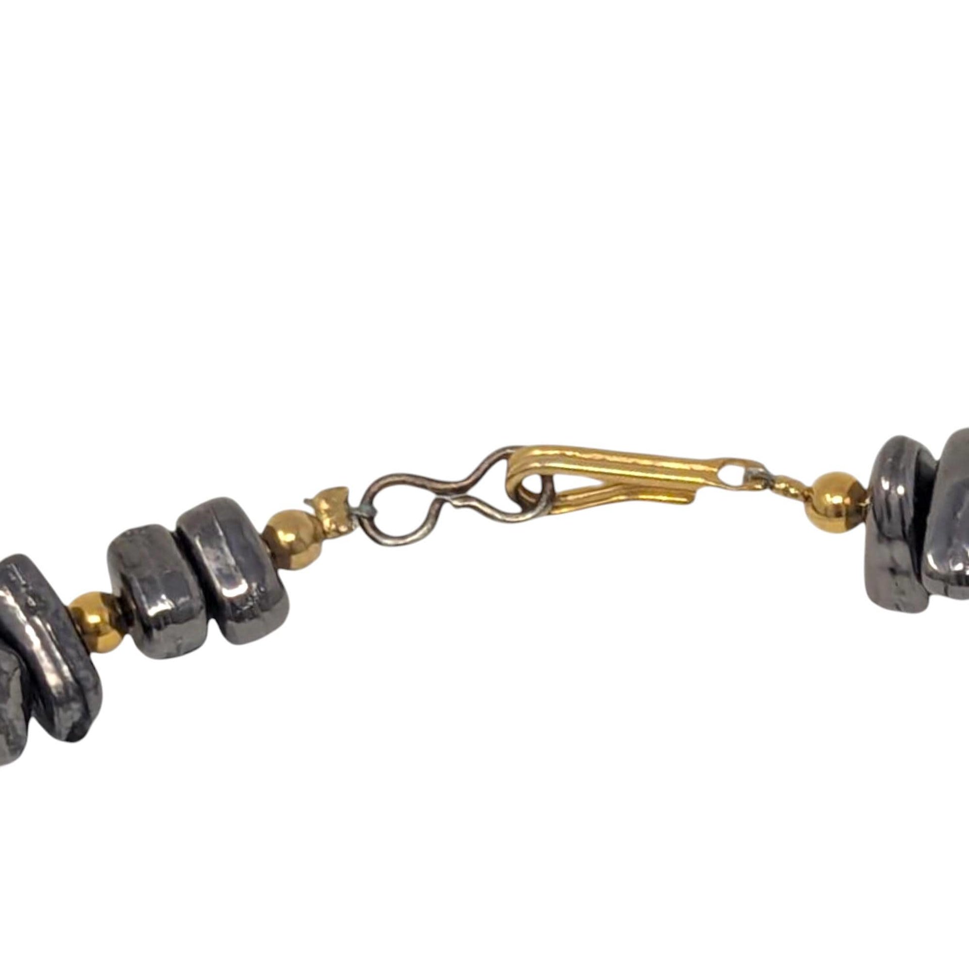 Vintage Beaded Necklace: Chunky Brown and Gunmetal Tones