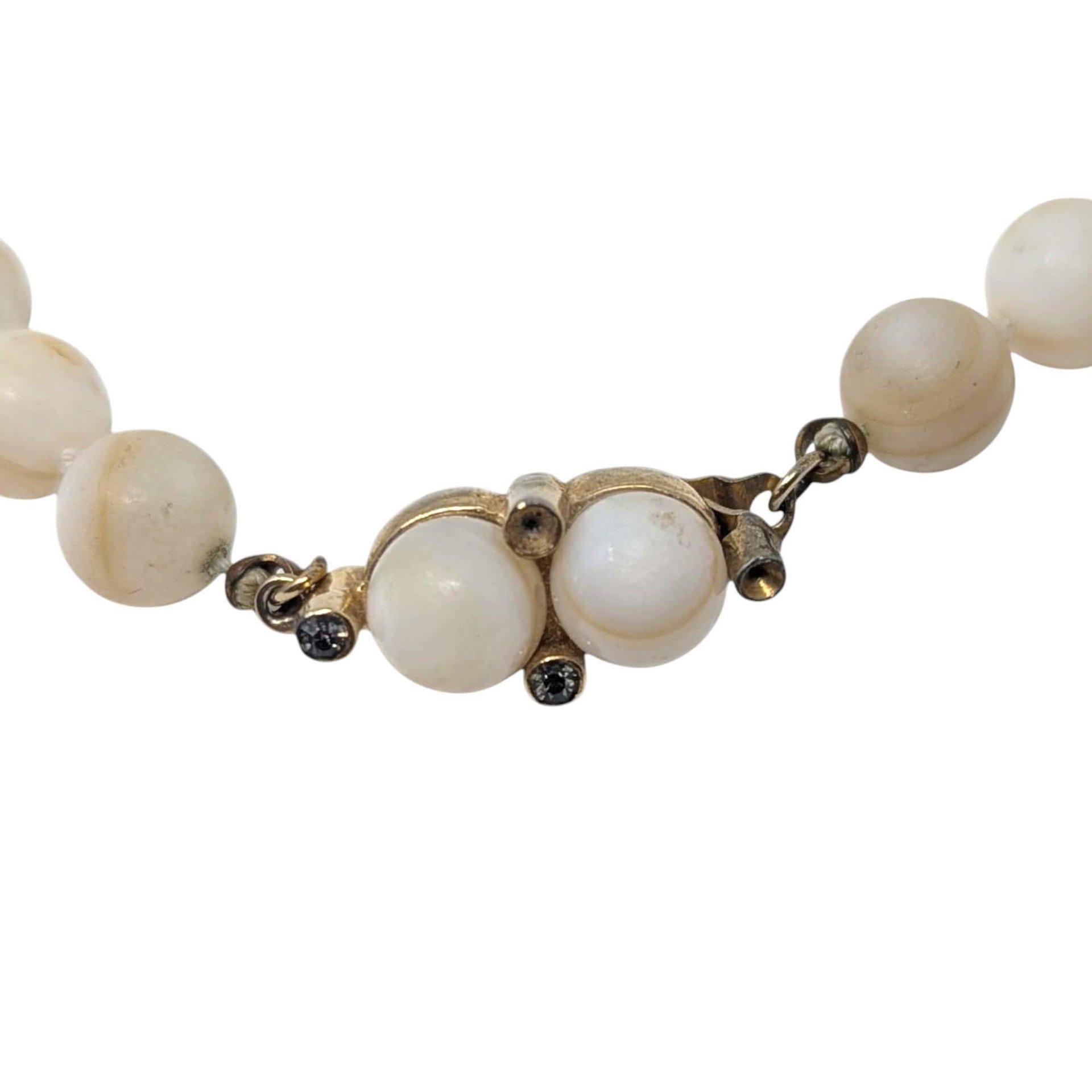 Vintage Castlecliff Beaded Choker: White Agate Stone Necklace