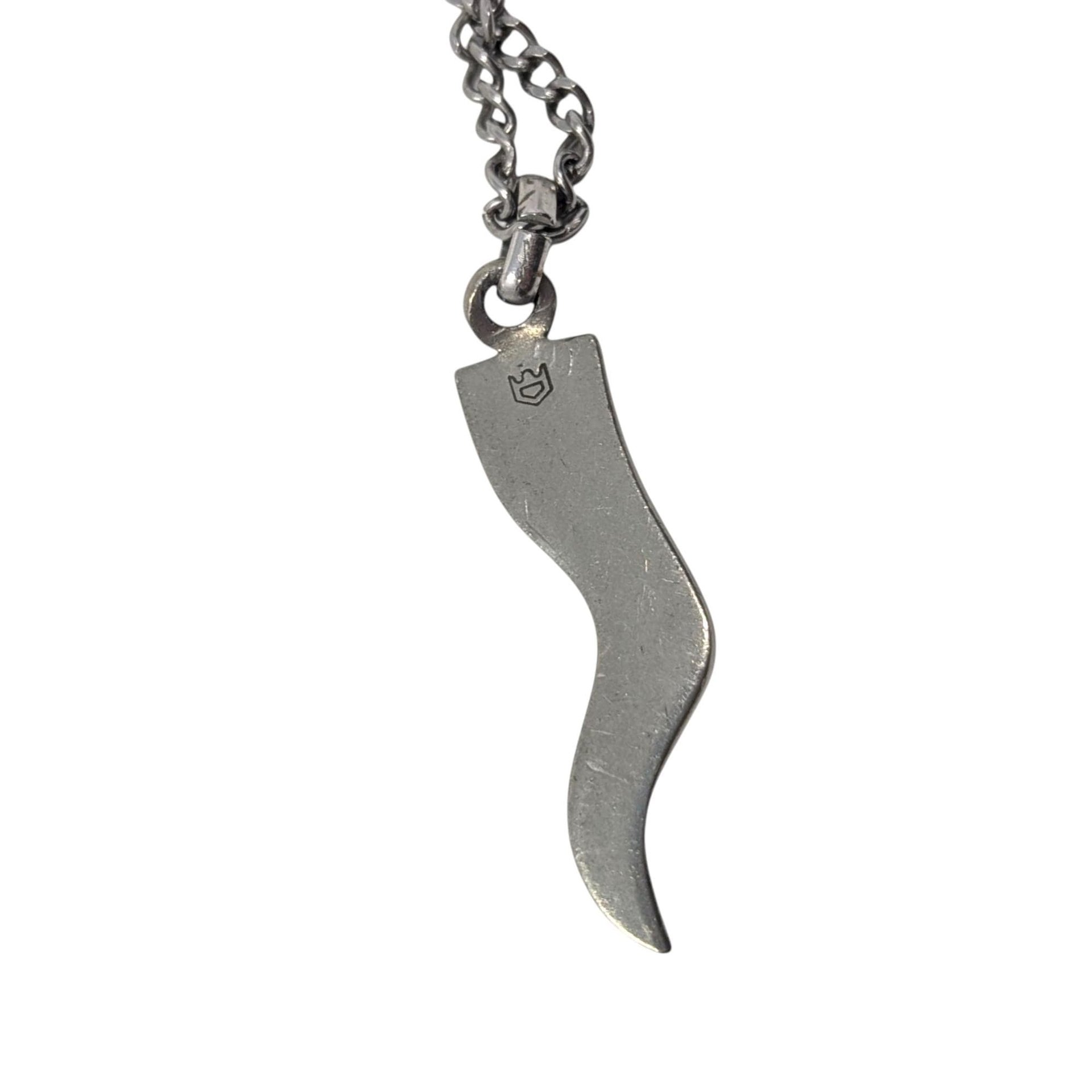 Vintage 1980s Italian Horn Necklace: Glitter Resin Cornicello Amulet