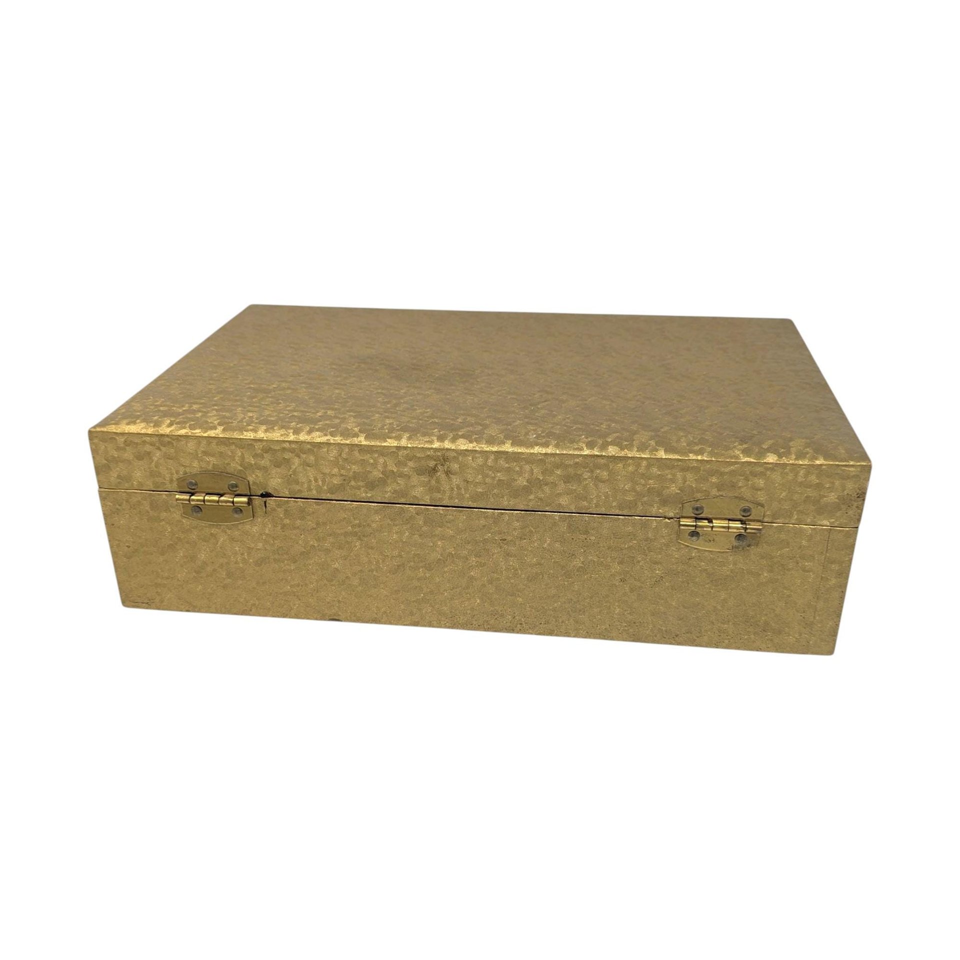 Vintage Gold Jewelry Box: 1970s Cantilever Storage Case