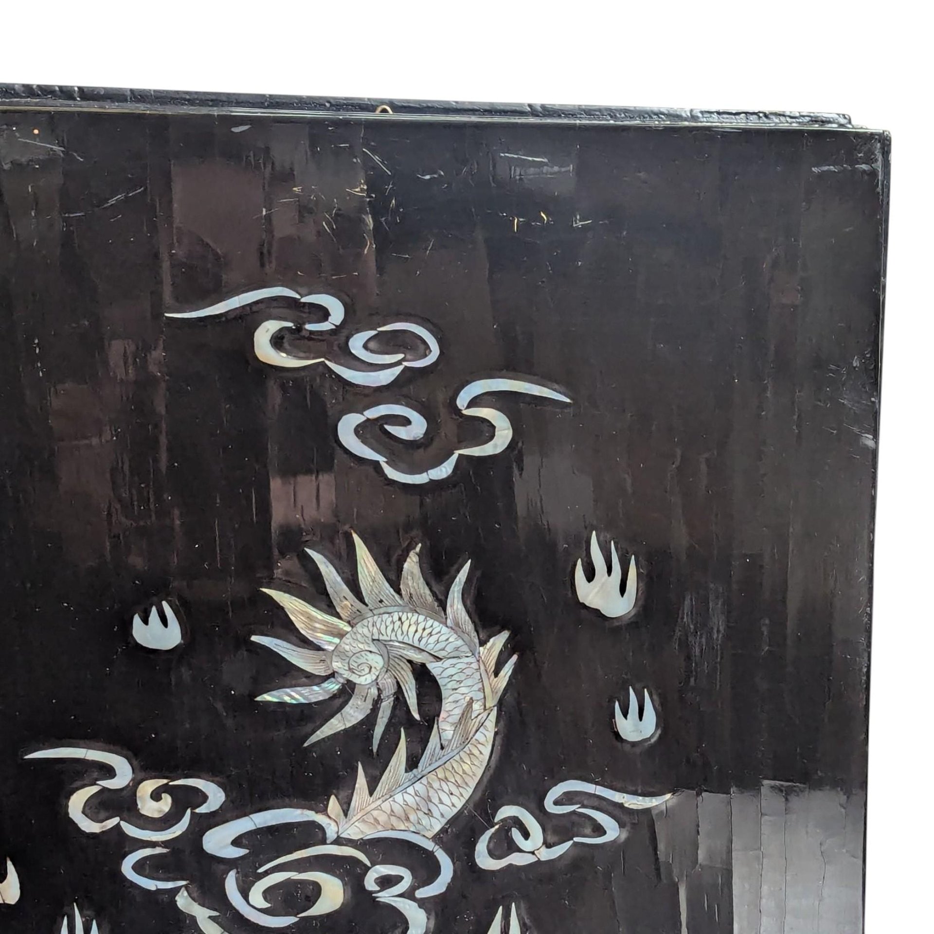 Set of 4 Vintage Korean Abalone Panels: Four Auspicious Creatures Art
