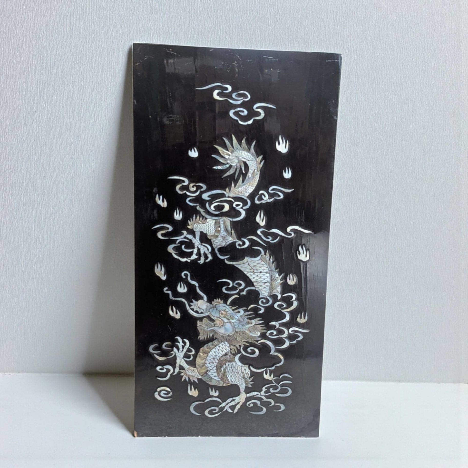 Set of 4 Vintage Korean Abalone Panels: Four Auspicious Creatures Art