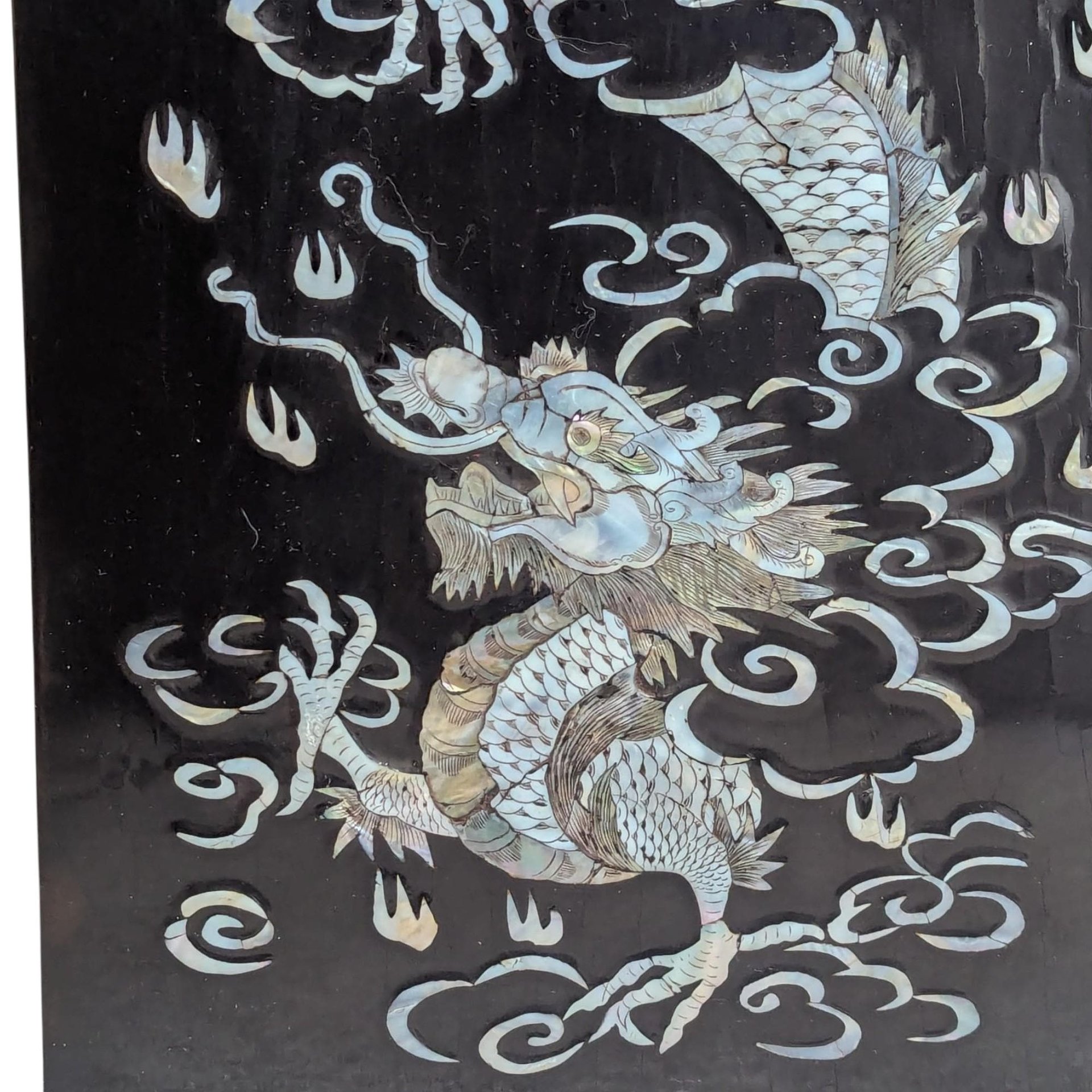 Set of 4 Vintage Korean Abalone Panels: Four Auspicious Creatures Art