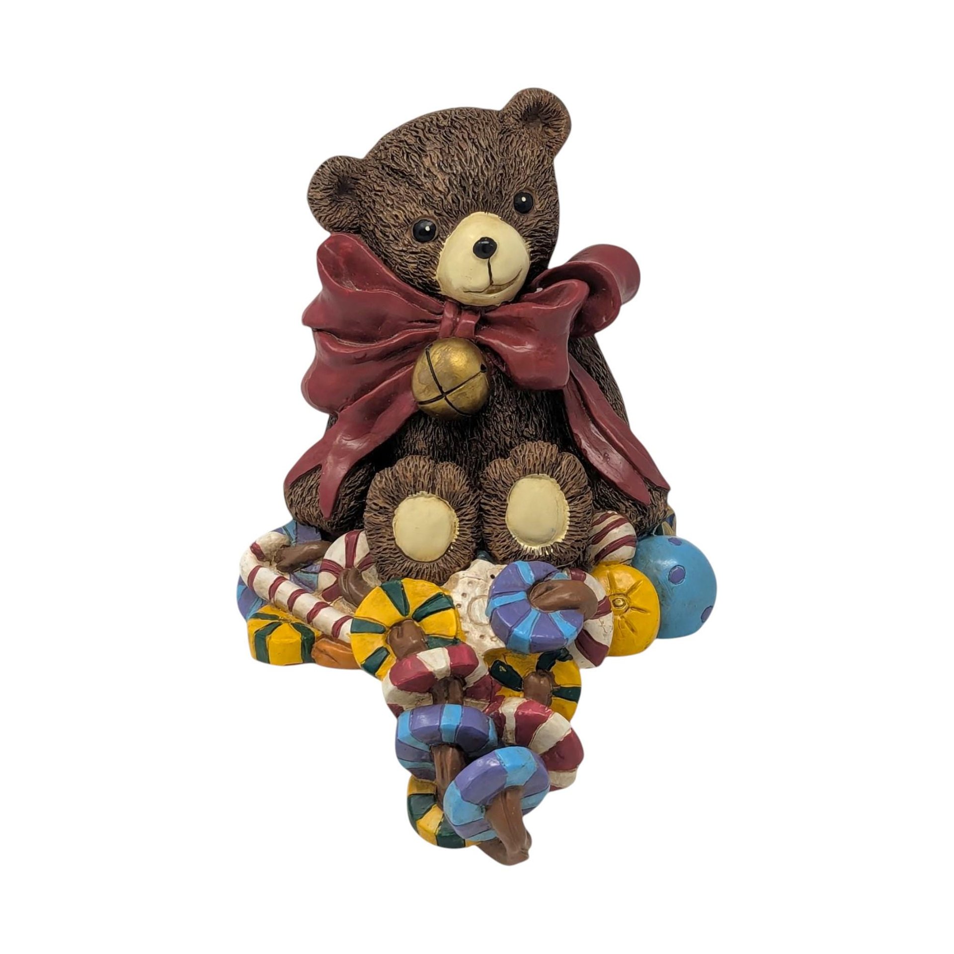 Vintage Bear Shelf Sitter Figurine: Resin Christmas Candy Decor