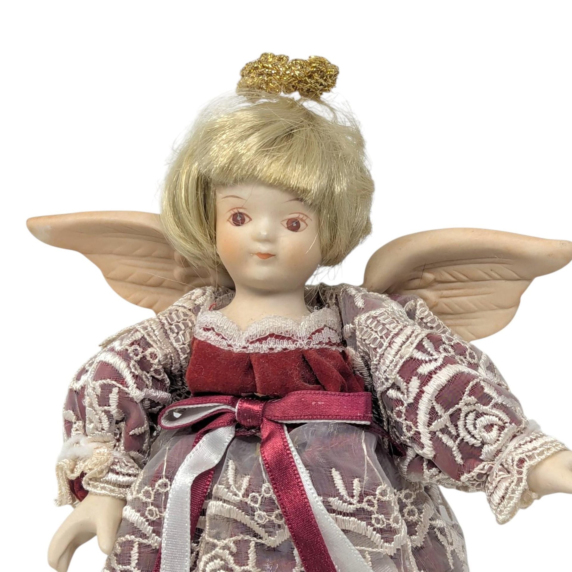 Vintage Porcelain Angel Tree Topper: Kurt Adler Holiday Decor