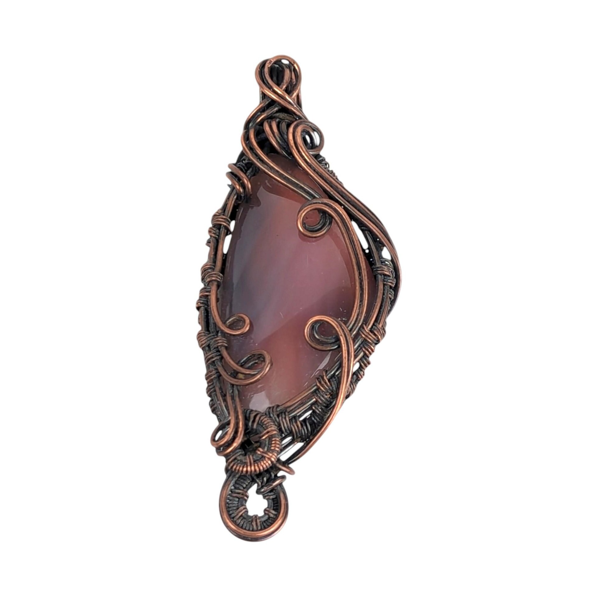Copper Wire Wrapped Montana Agate Pendant: Handmade Artisan Gemstone Jewelry