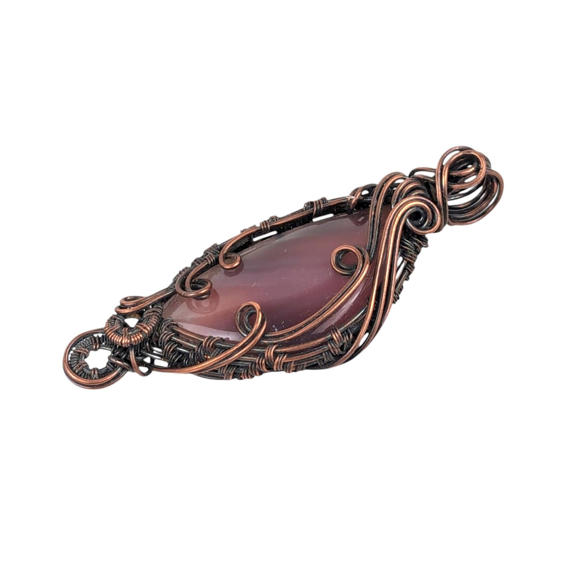 Copper Wire Wrapped Montana Agate Pendant: Handmade Artisan Gemstone Jewelry