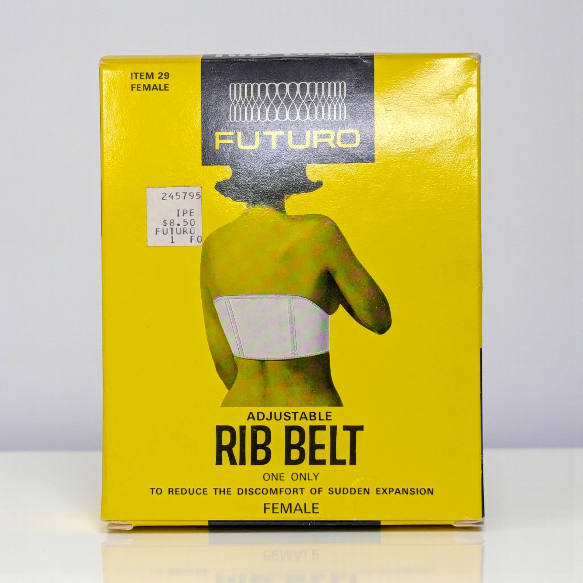 Vintage 1968 Futuro Adjustable Rib Belt: Unused Medical Collectible in Original Box