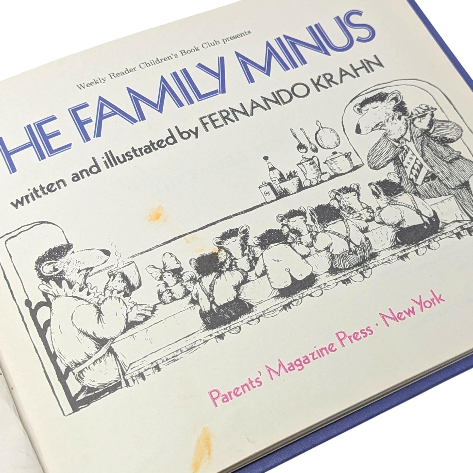 Vintage 1977 The Family Minus: Fernando Krahn Illustrated Hardcover Book