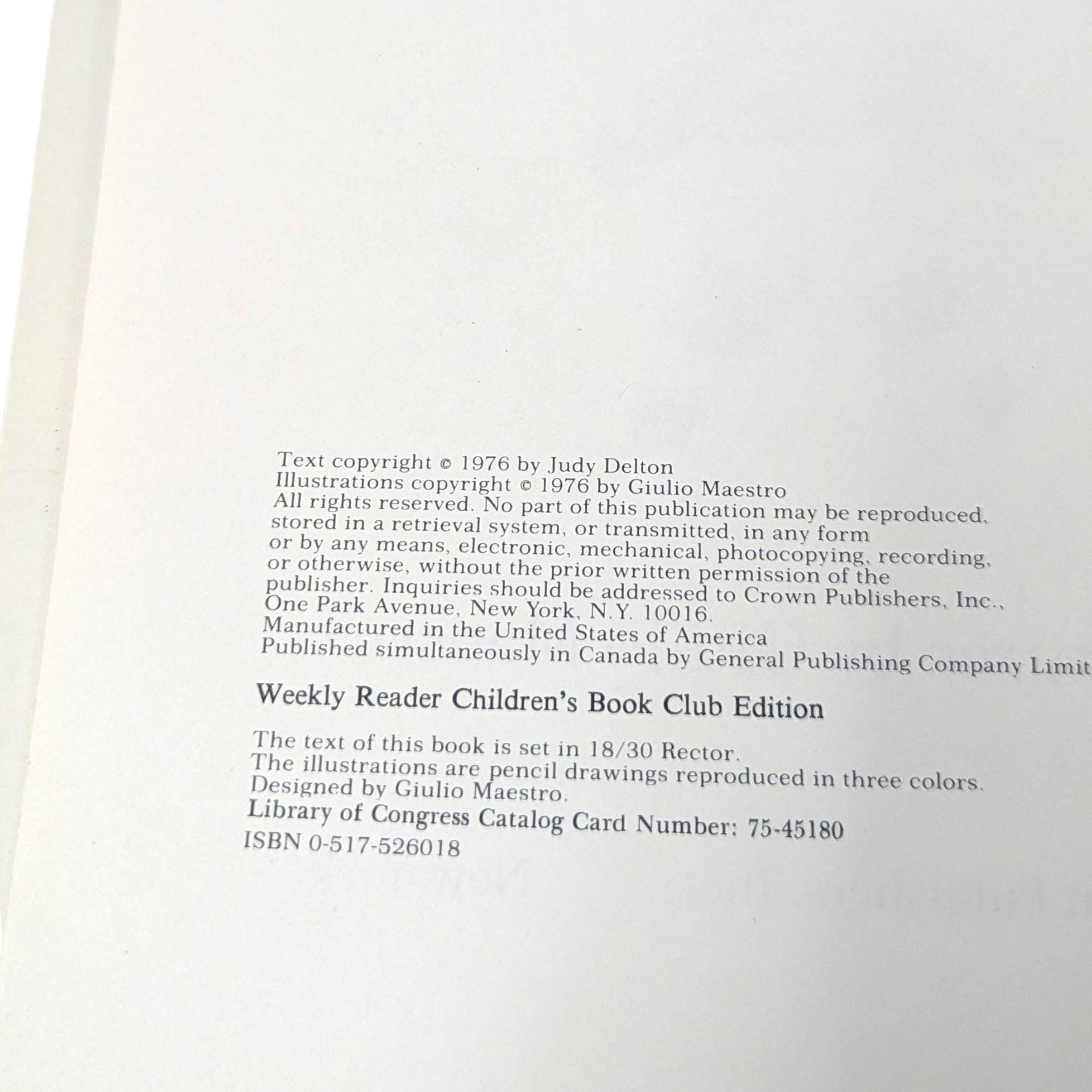 Vintage 1976 Two Is Company: Judy Delton & Giulio Maestro Hardcover Book