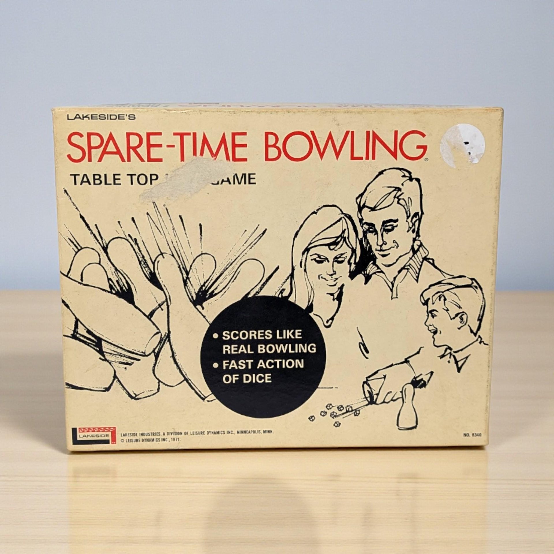 Vintage 1971 Spare-Time Bowling: Lakeside Complete Table Top Dice Game