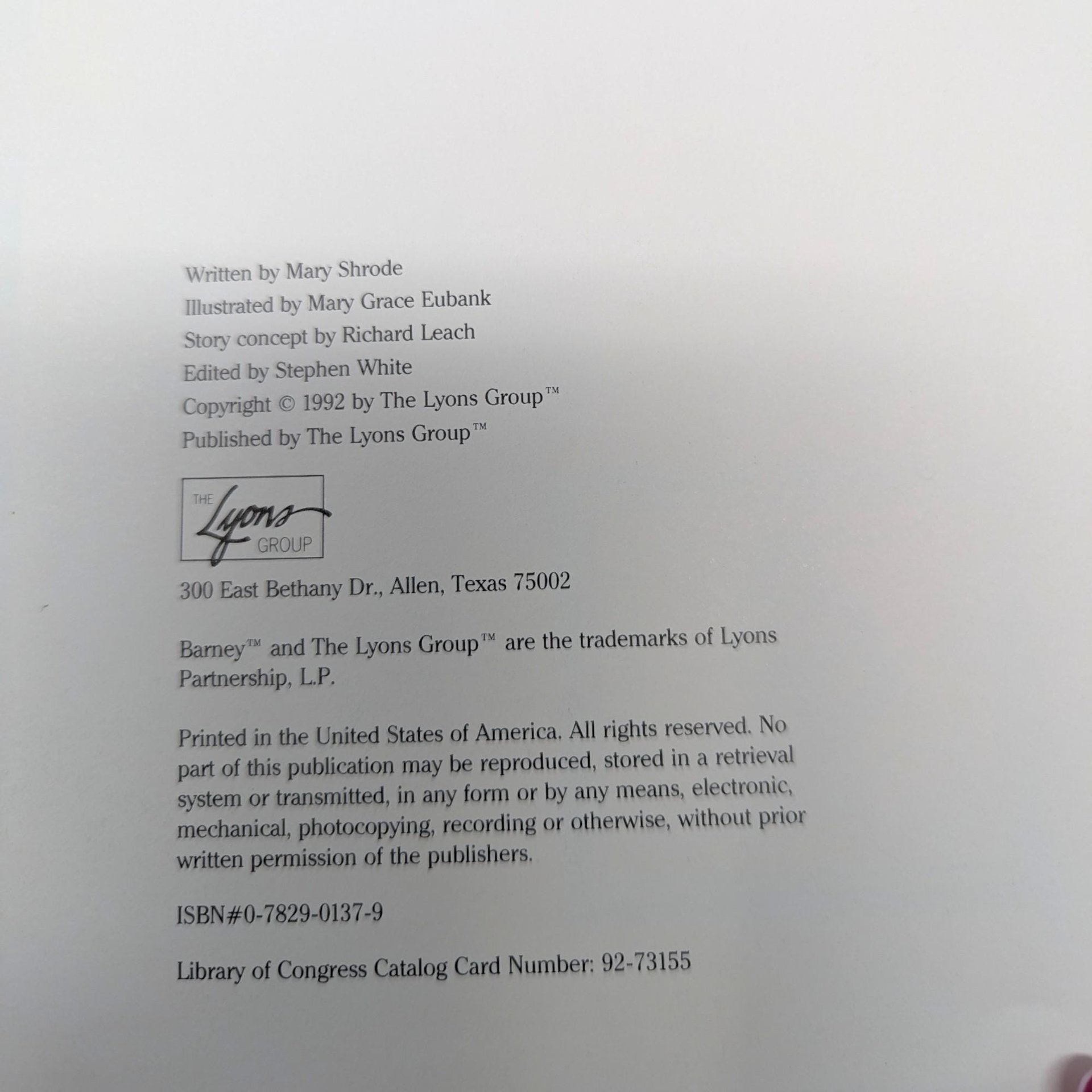 Vintage 1992 Just Imagine: Barney the Dinosaur Hardcover Picture Book