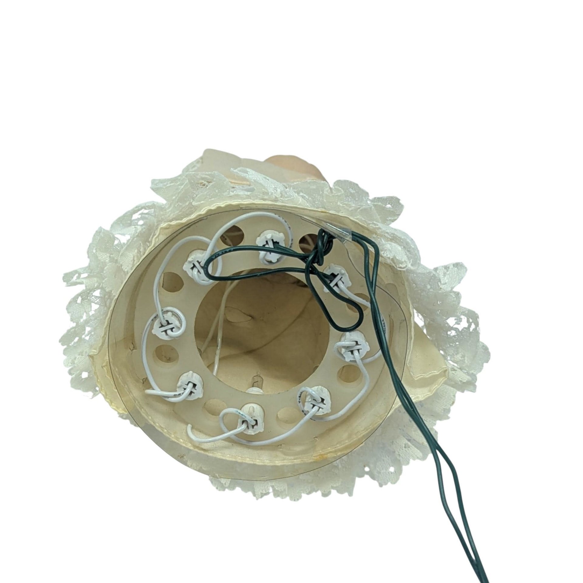 Vintage Lighted Angel Tree Topper: Porcelain Head and Lace Gown Decor