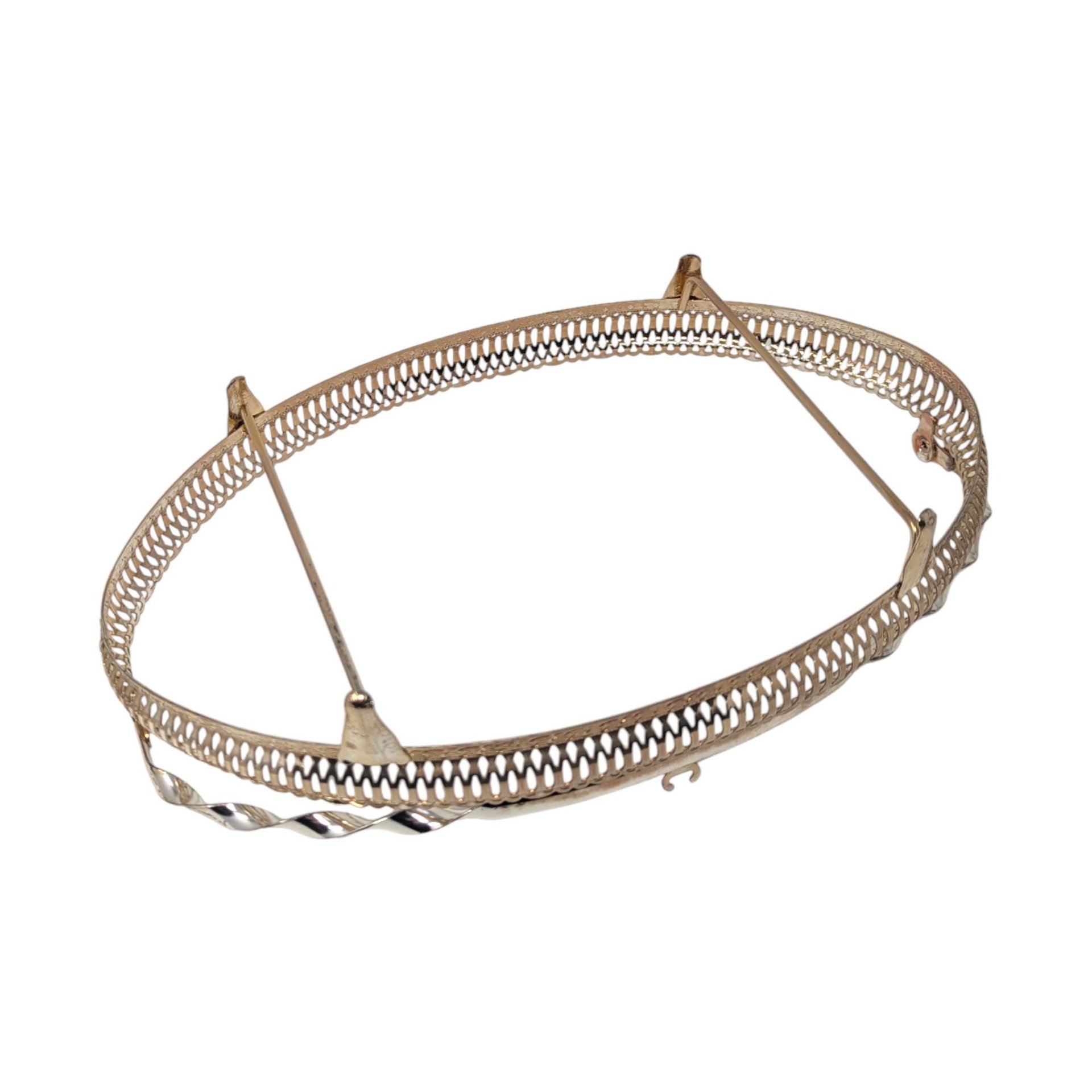 Vintage Oval Vanity Tray Frame: Gold Tone Metal Gallery Rail Base for DIY Projects