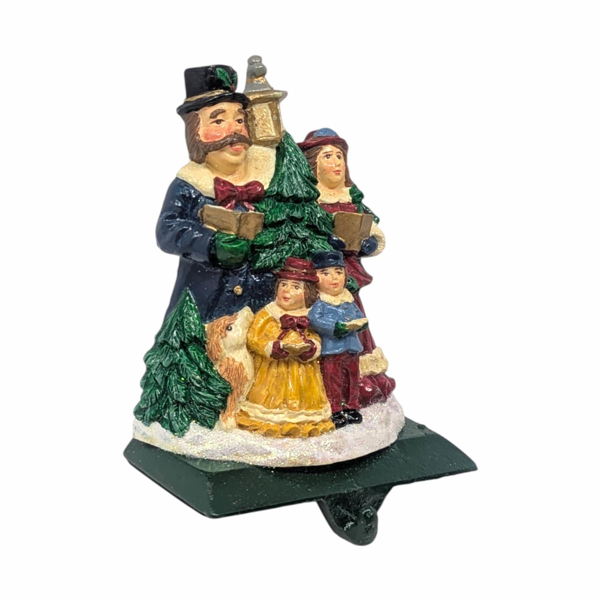 Vintage Village Carolers Family Stocking Holder: Resin Victorian Christmas Mantle Decor