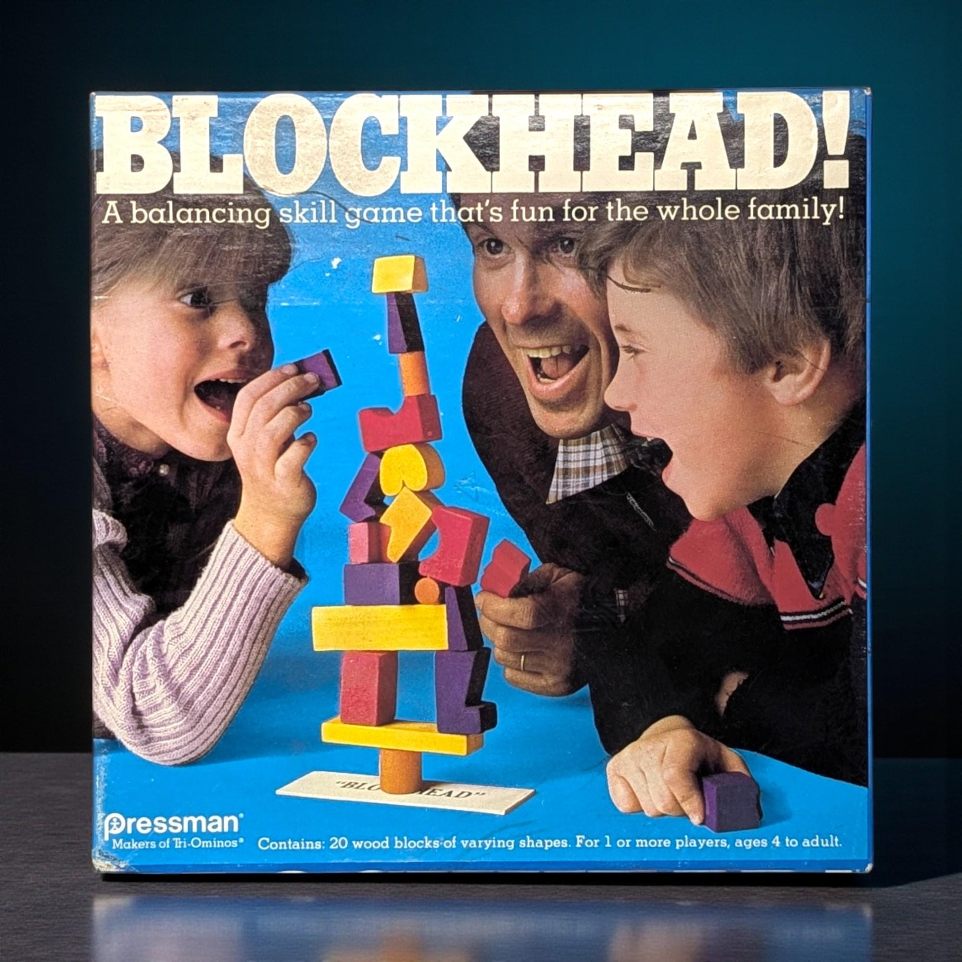 Vintage 1982 Blockhead! Game: Pressman Balancing Skill Toy Complete