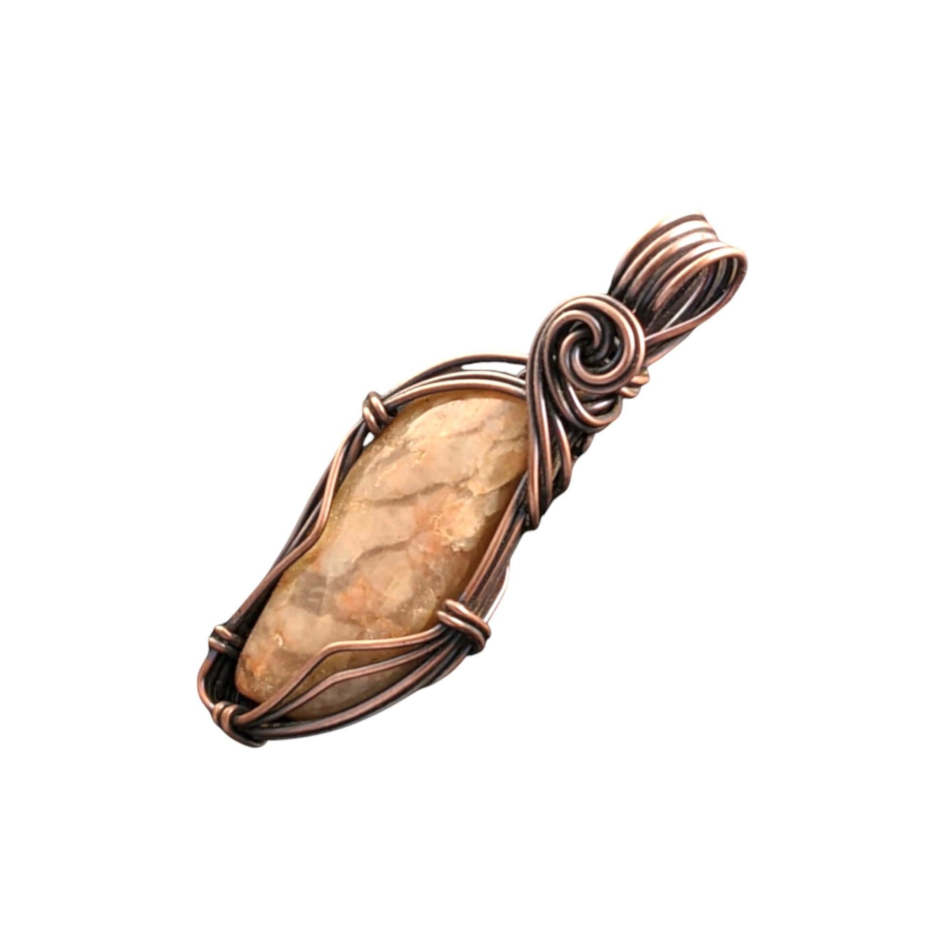 Red Banded Jasper Copper Pendant: Handmade Wire Wrapped Necklace