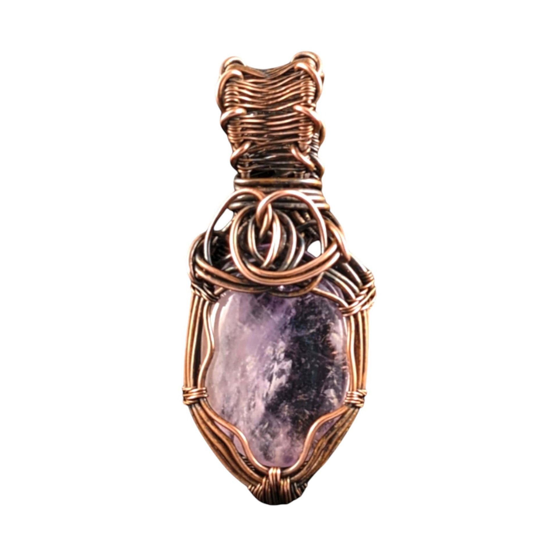 Amethyst Copper Pendant: Handmade Wire Wrapped Purple Gemstone
