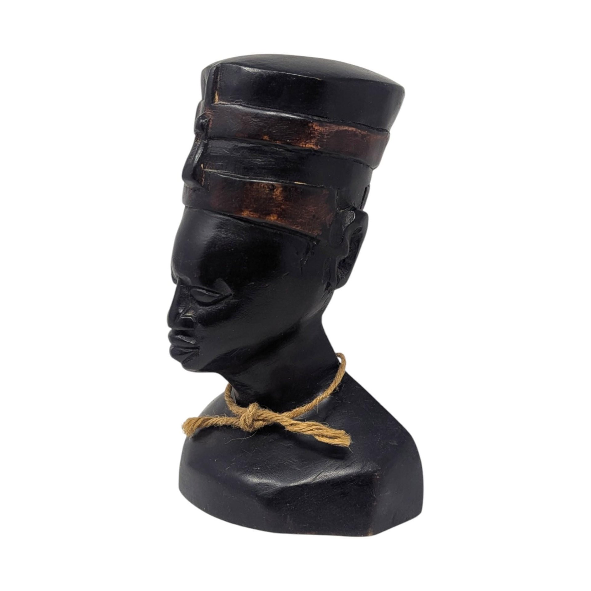 Vintage Handcrafted Wooden Nefertiti Style Bust: Made in China