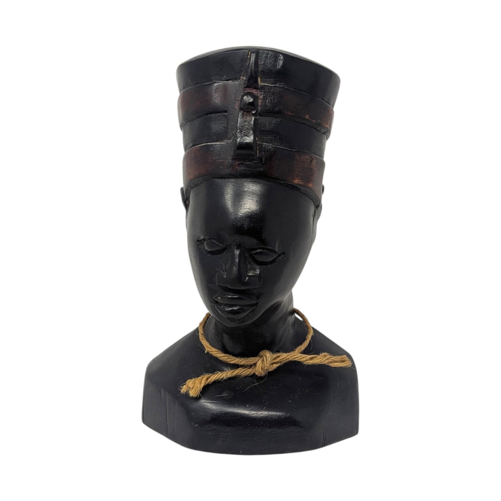 Vintage Handcrafted Wooden Nefertiti Style Bust: Made in China