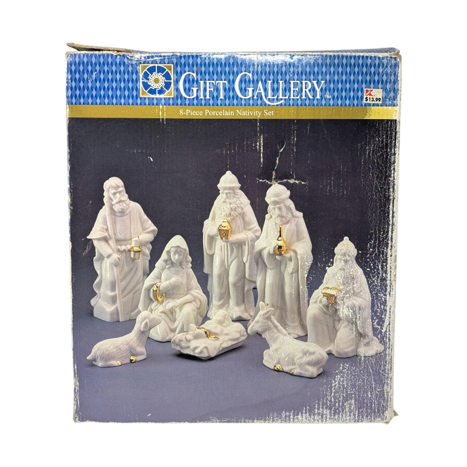 Vintage Porcelain Nativity Set: 8 Piece Christmas Scene