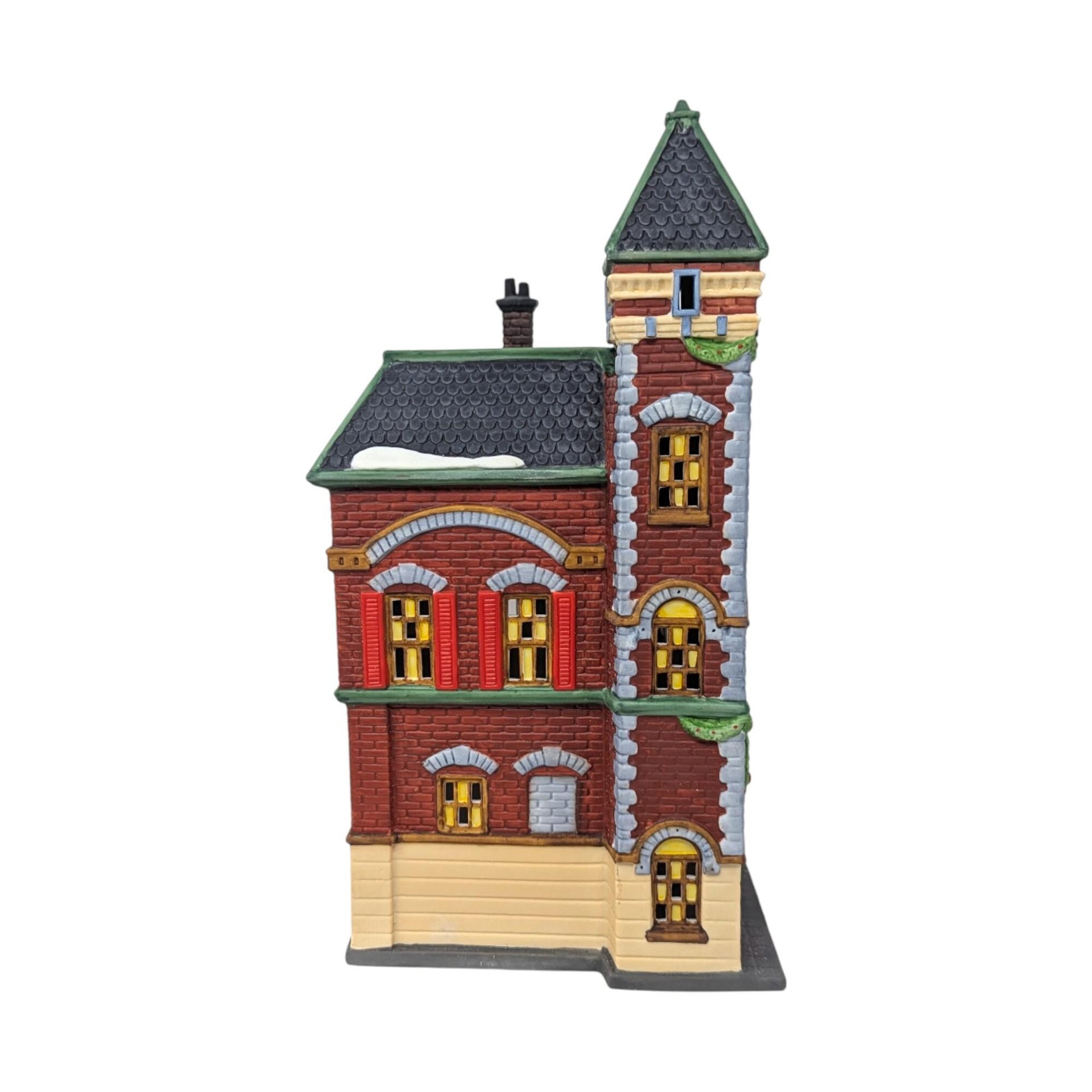 Vintage 1990 Red Brick Fire Station: Dept 56 Christmas in the City