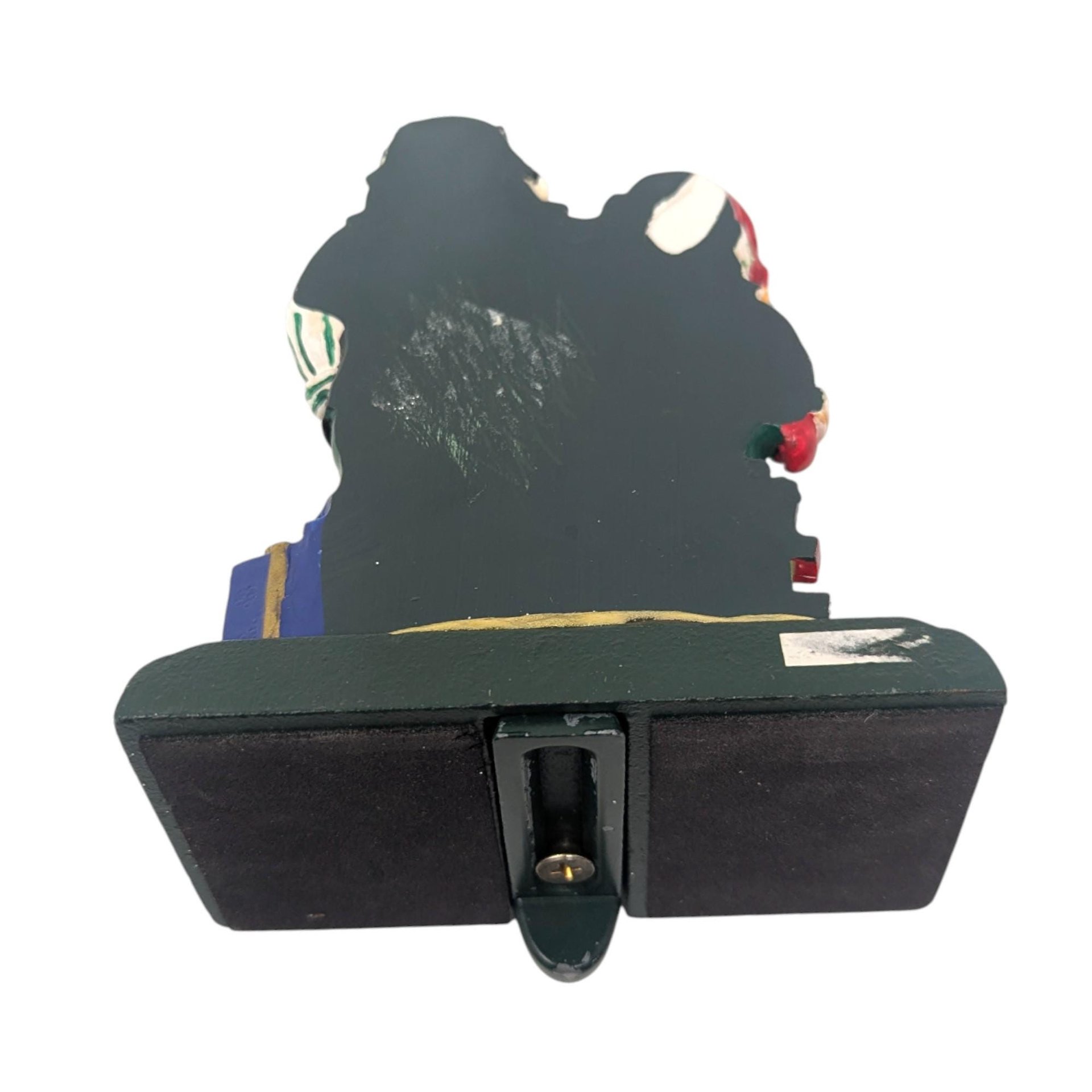 Vintage Resin Cast Iron Stocking Holder: Whimsical Trio of Santas