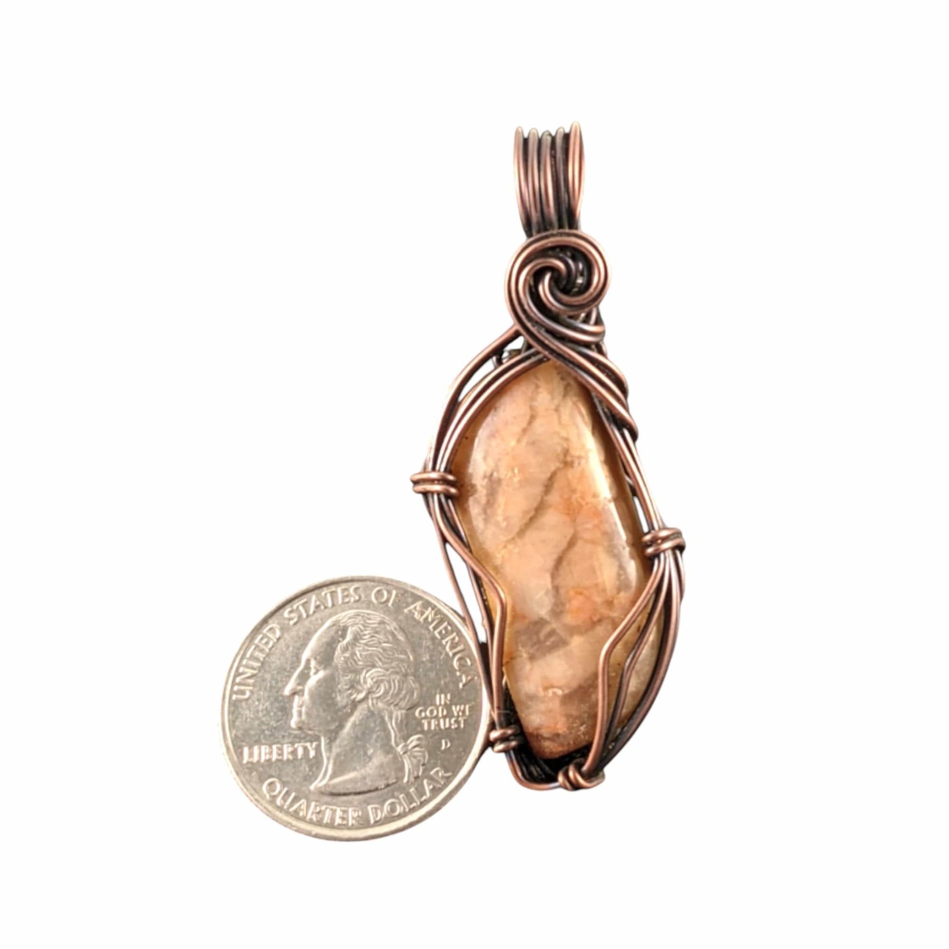 Red Banded Jasper Copper Pendant: Handmade Wire Wrapped Necklace