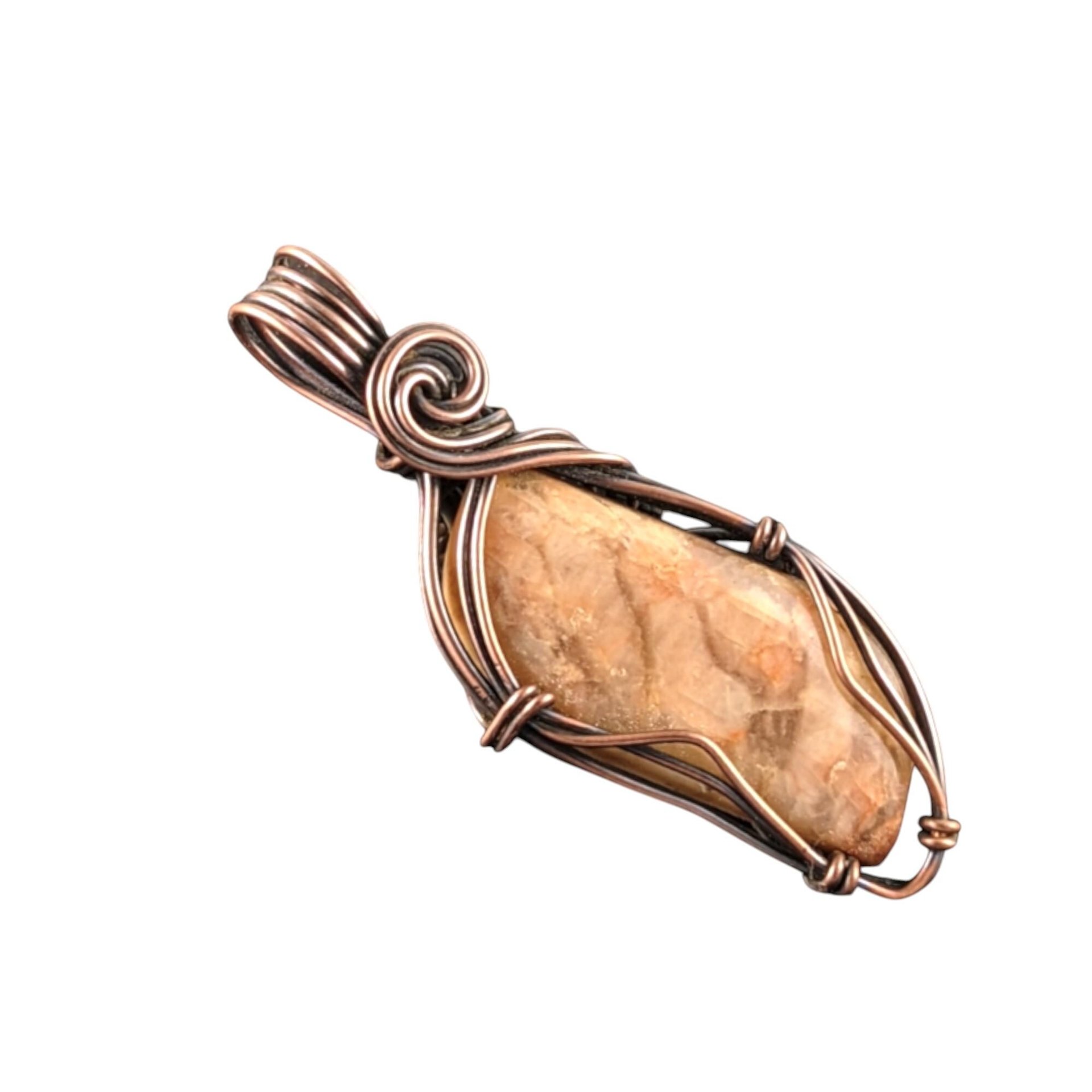 Red Banded Jasper Copper Pendant: Handmade Wire Wrapped Necklace