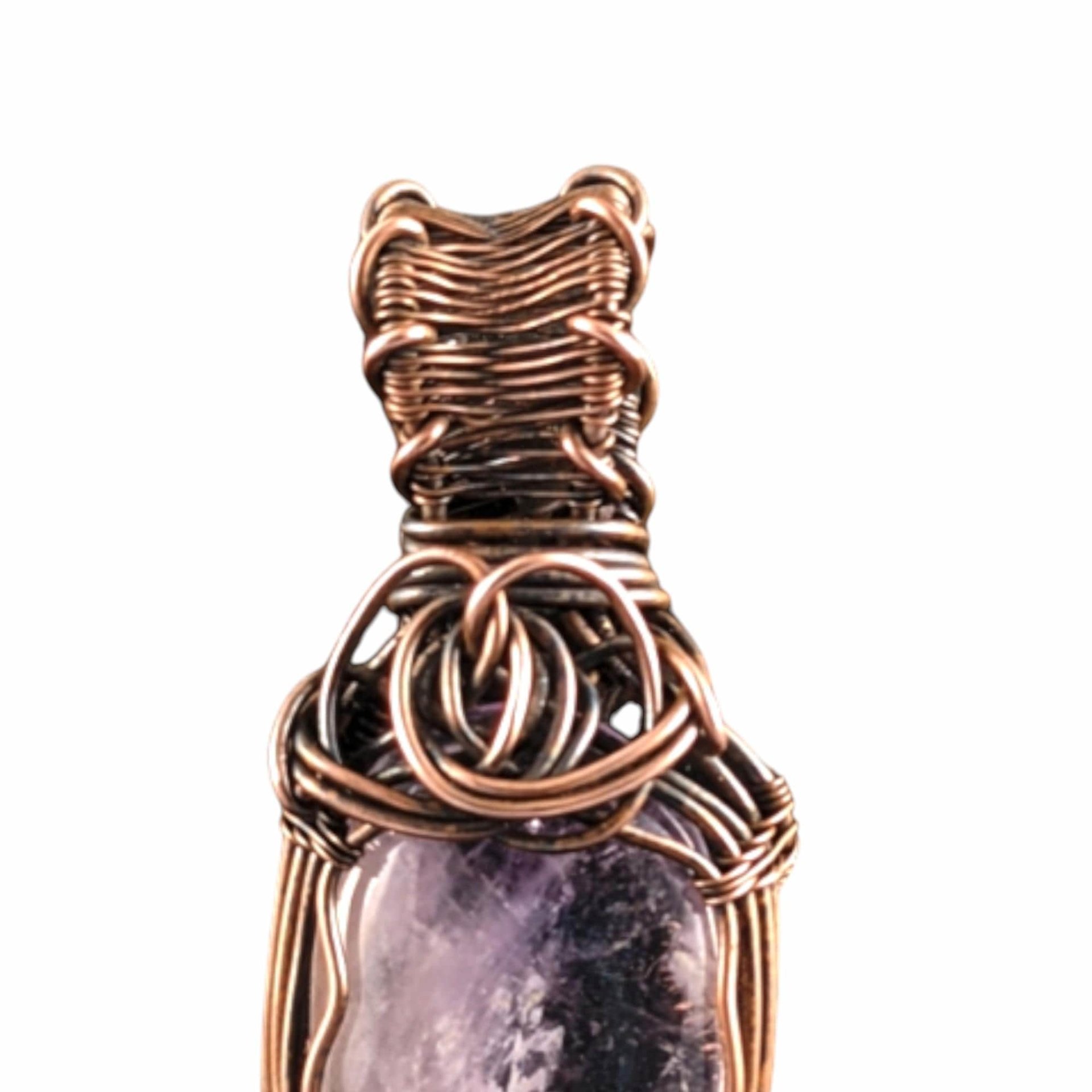 Amethyst Copper Pendant: Handmade Wire Wrapped Purple Gemstone