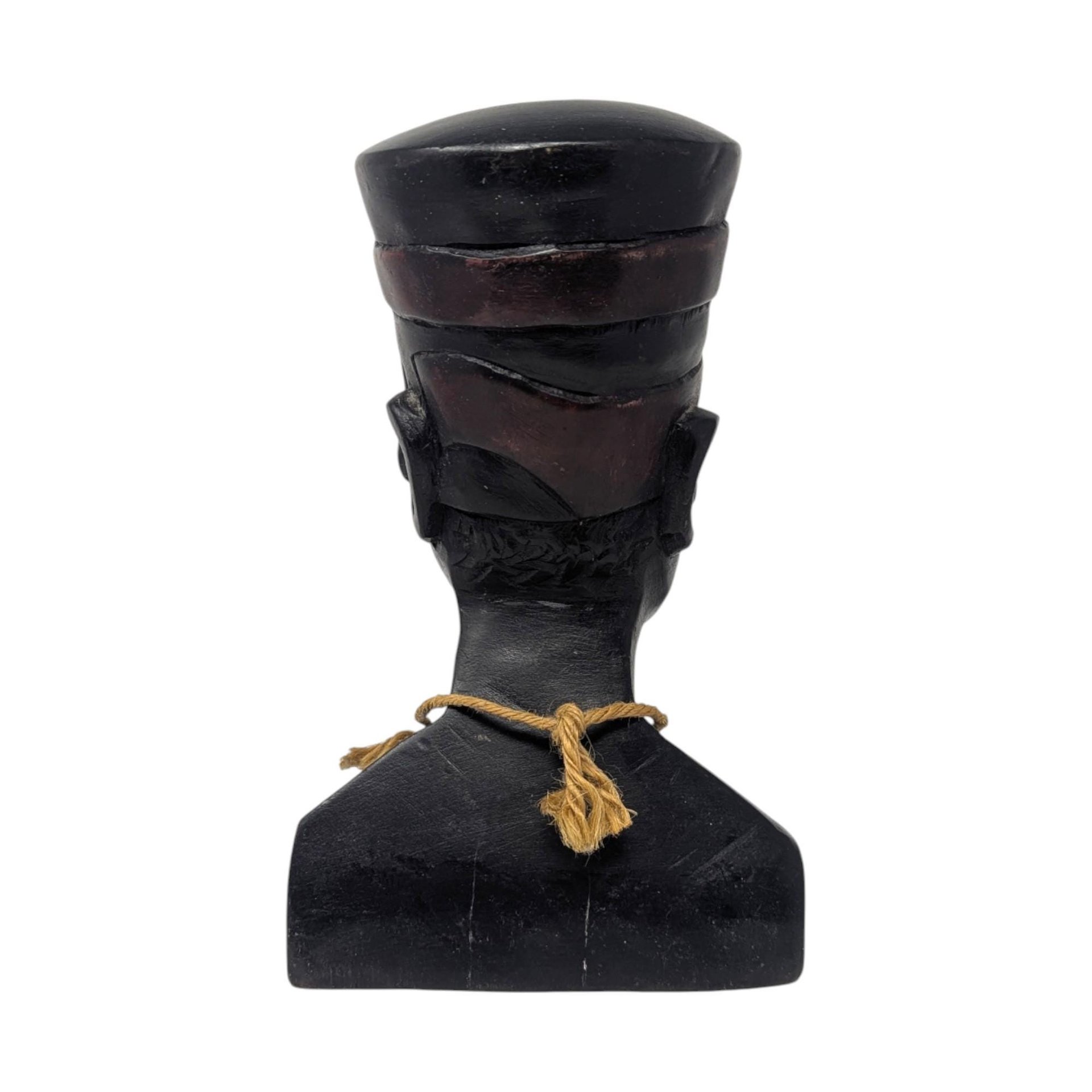 Vintage Handcrafted Wooden Nefertiti Style Bust: Made in China