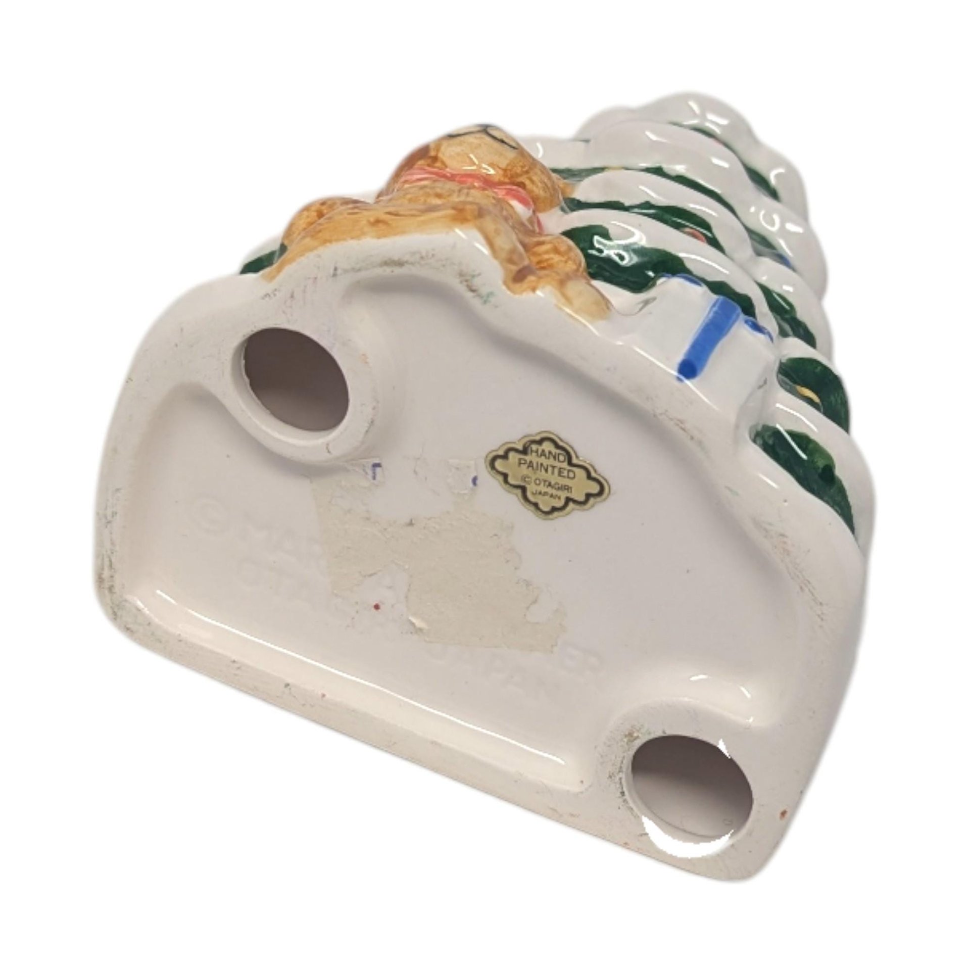 Vintage Otagiri Christmas Bear Napkin Holder: Ceramic Holiday Table Decor