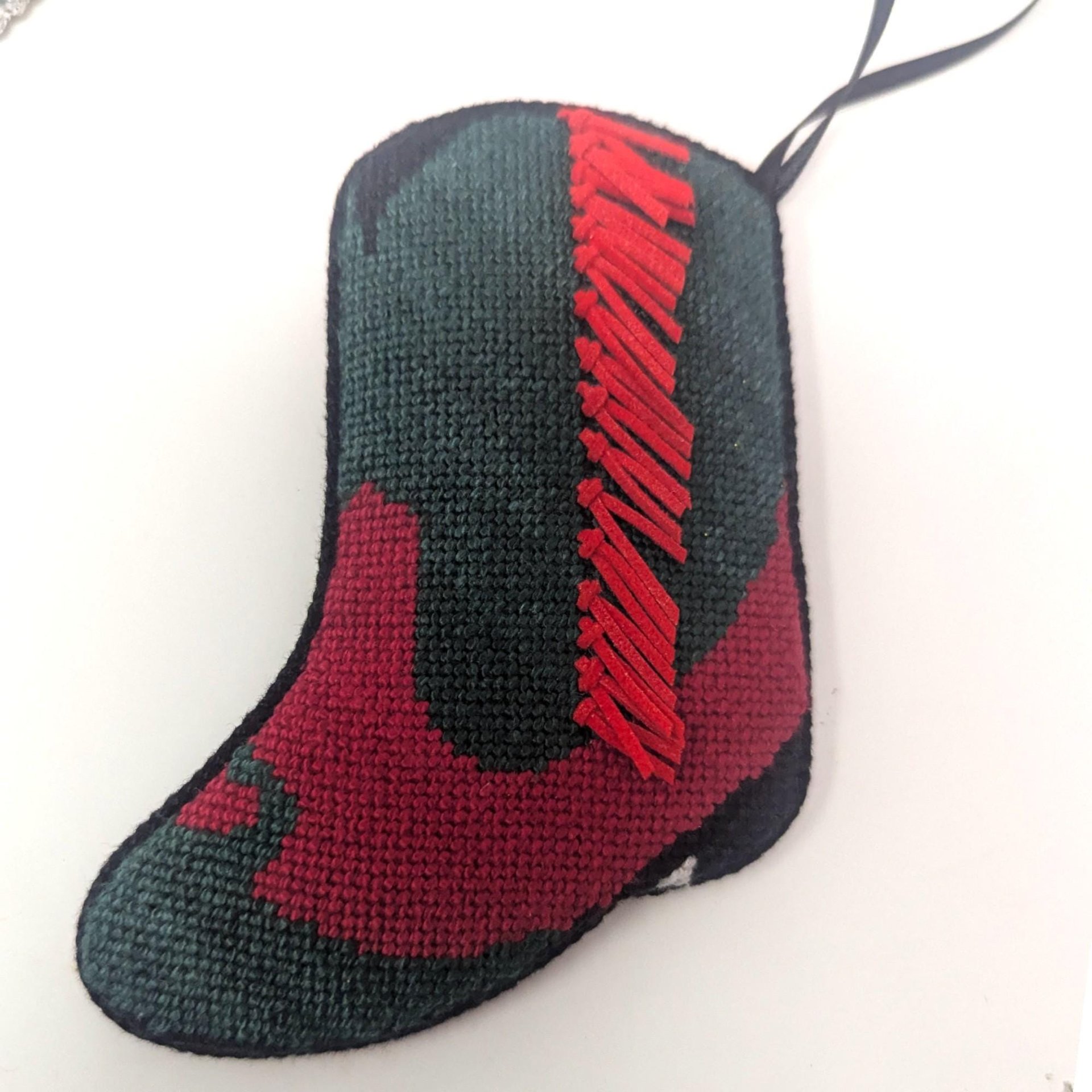 Vintage Handmade Needlepoint Ornament Set: Cross Stitch Christmas Decor