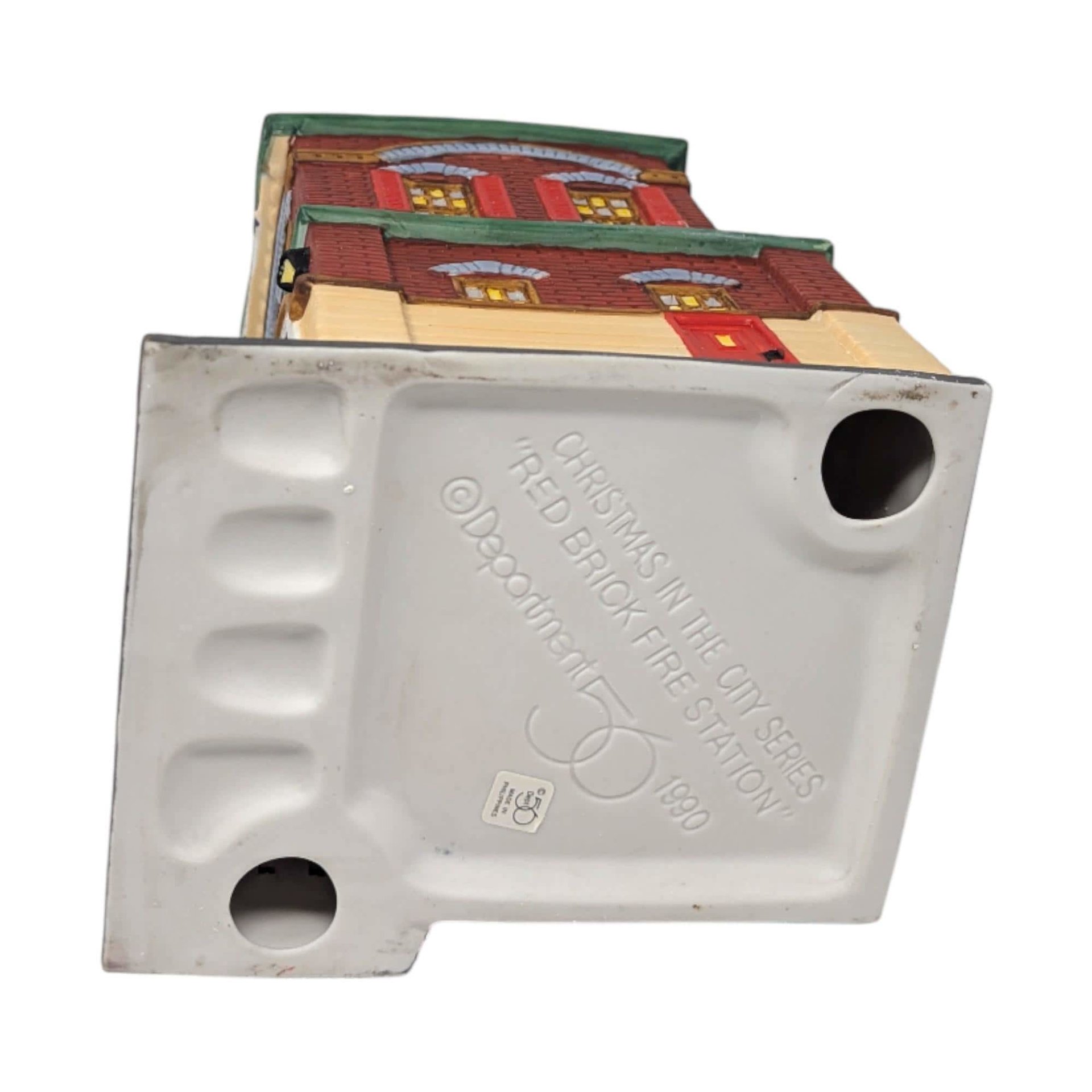 Vintage 1990 Red Brick Fire Station: Dept 56 Christmas in the City