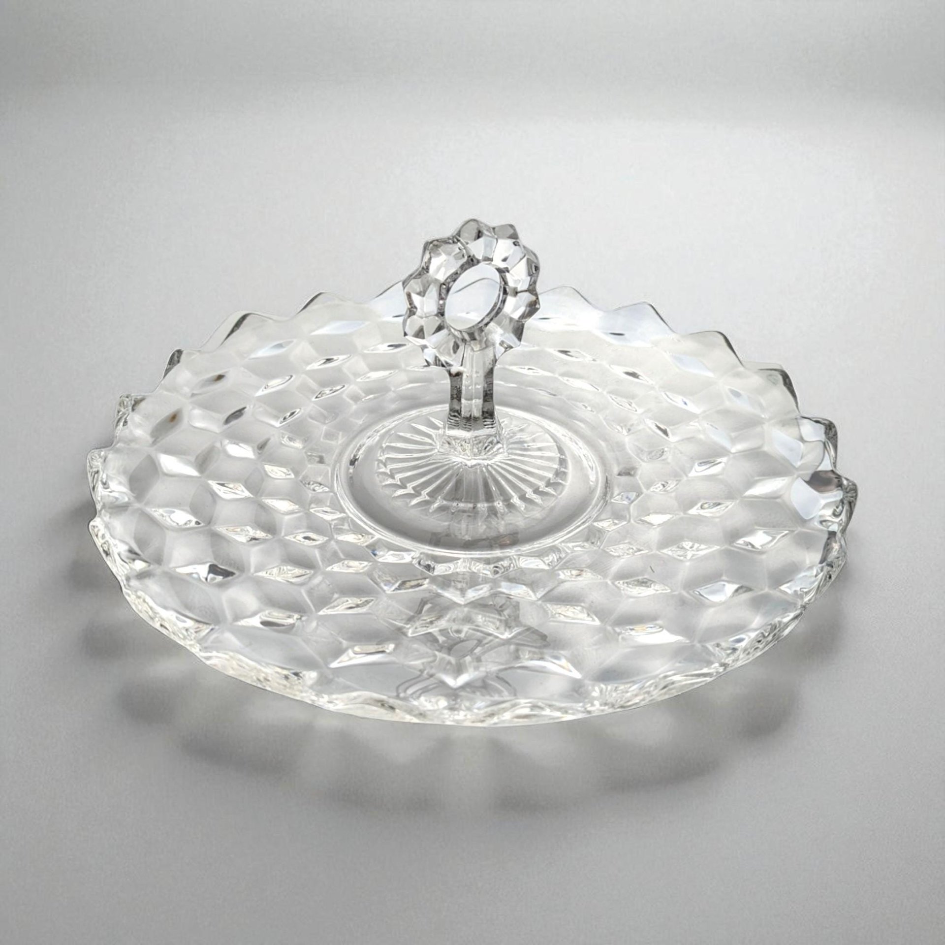 Vintage Fostoria American Clear Center-Handle Sandwich Tray