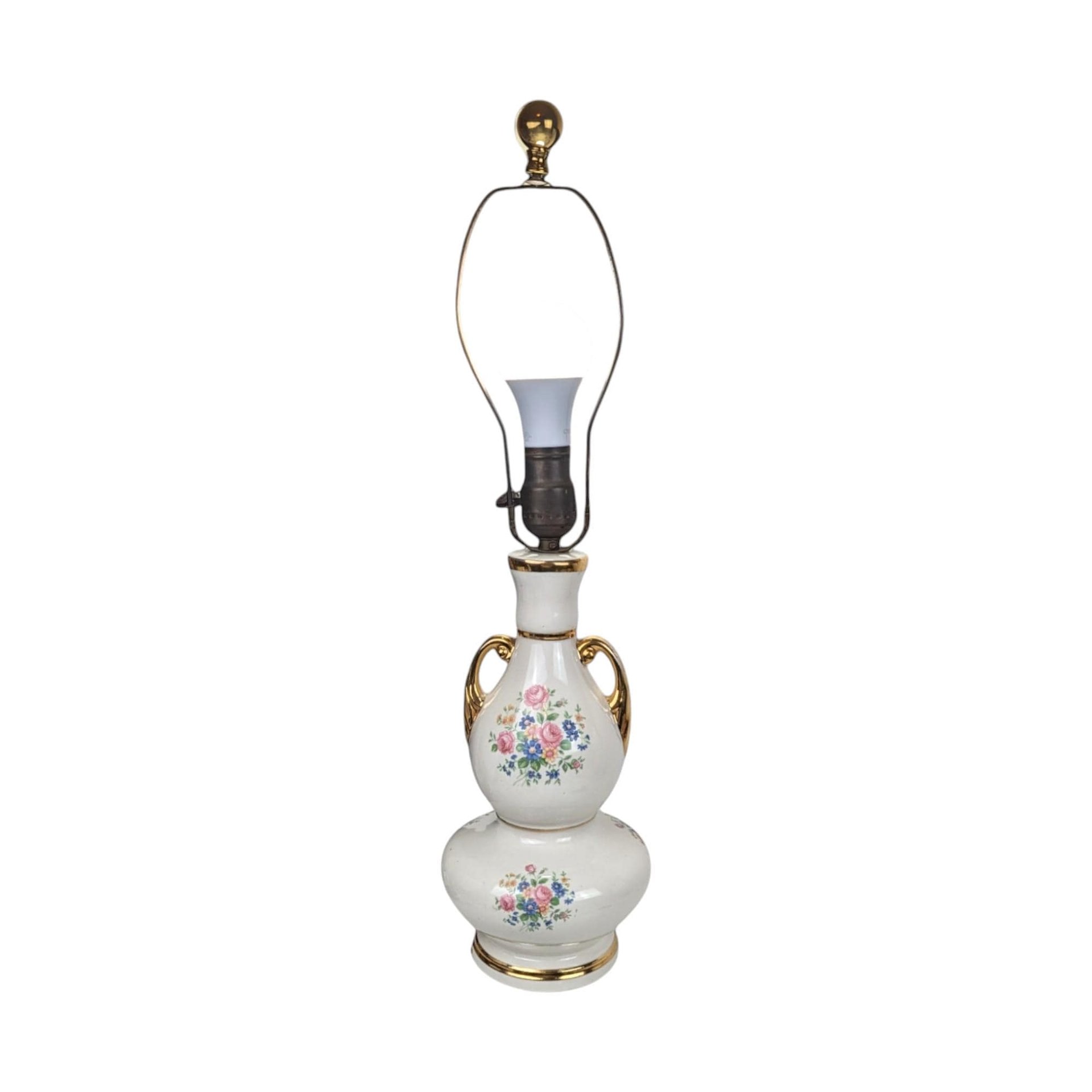 Large Vintage Floral Ceramic Lamp